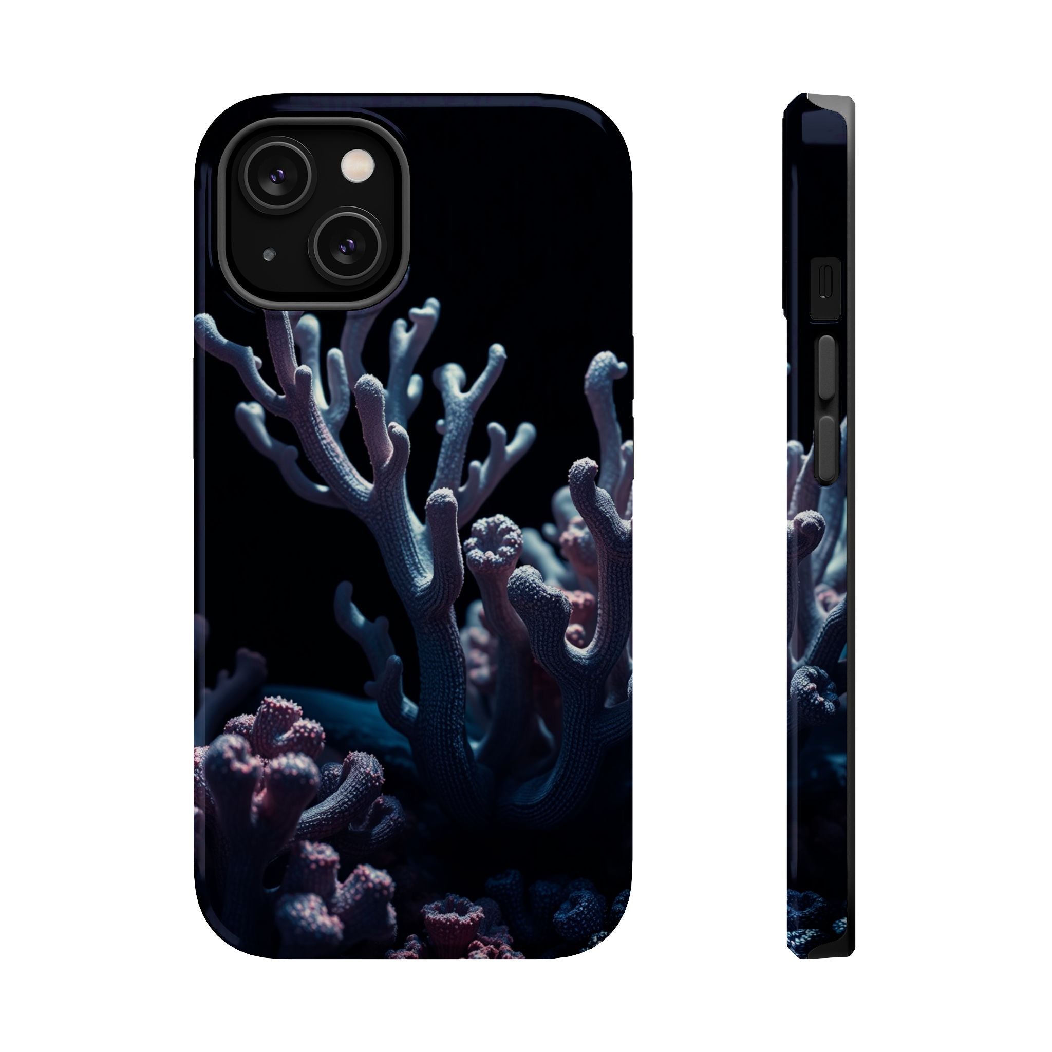 iPhone Midnight Blue And Silver Coral Reef Life Soft iPhone Finish · iPhone Case