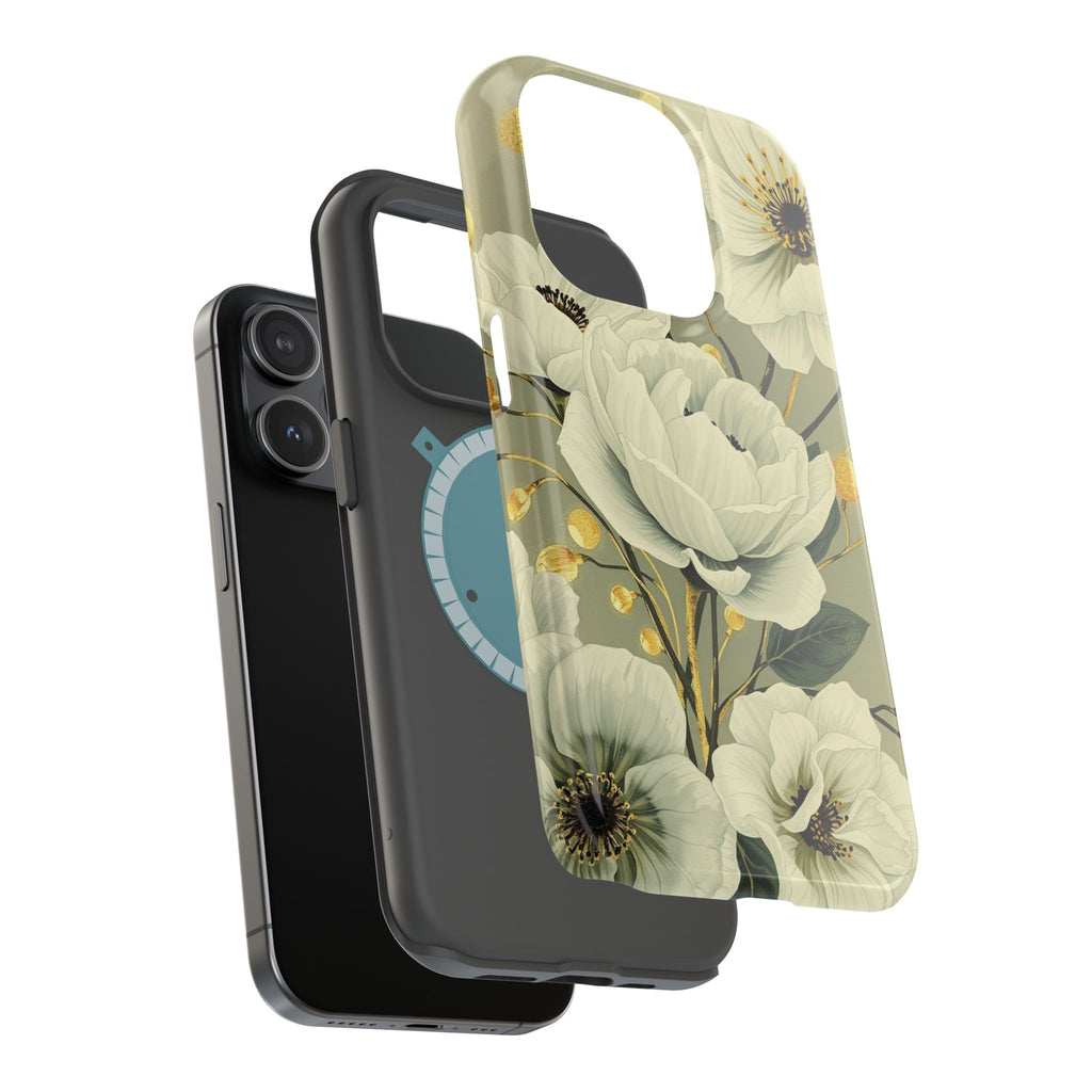 iPhone Sage And Ivory Floral Ink Wash Slim Everyday iPhone 14 Designer · iPhone