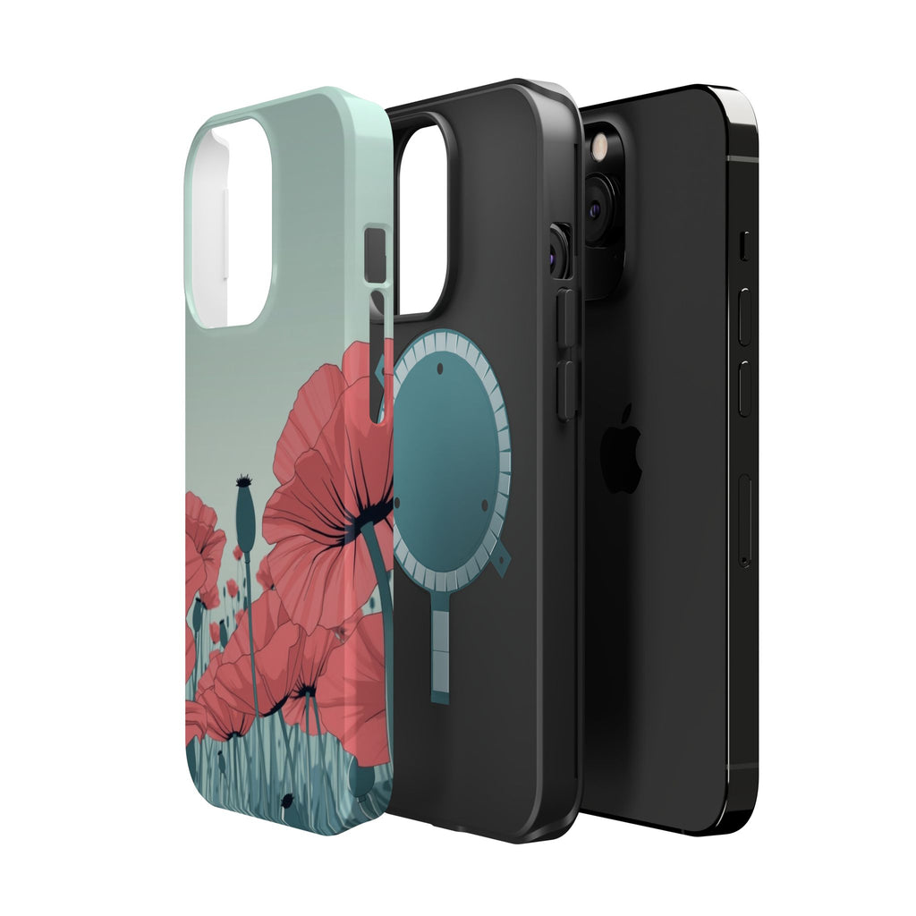 iPhone Mint And Blush Poppy Field Bold Modern Everyday Snap Case · iPhone Case