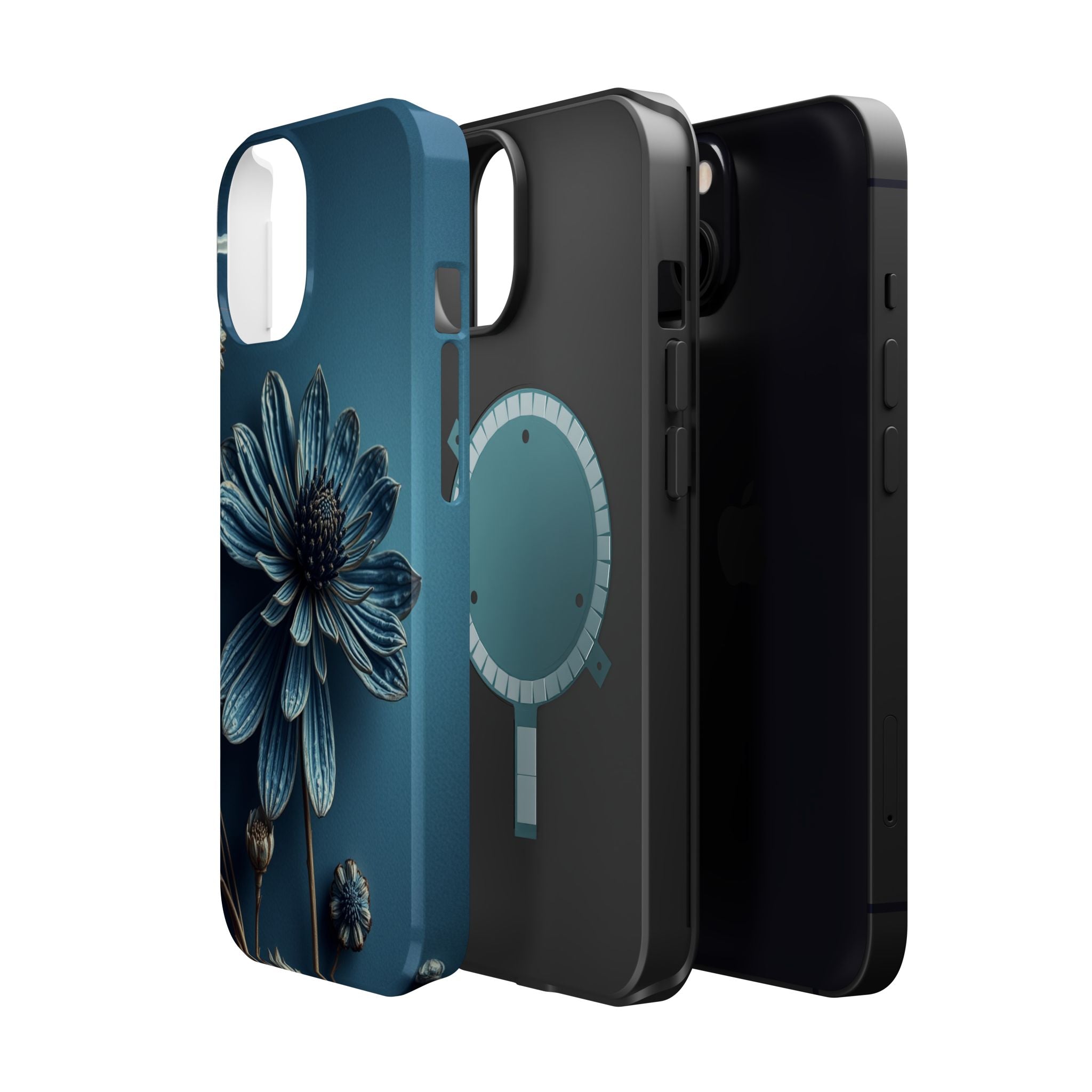 iPhone Midnight Blue And Silver Dried Flower Flat Lay iPhone 15 · iPhone Case