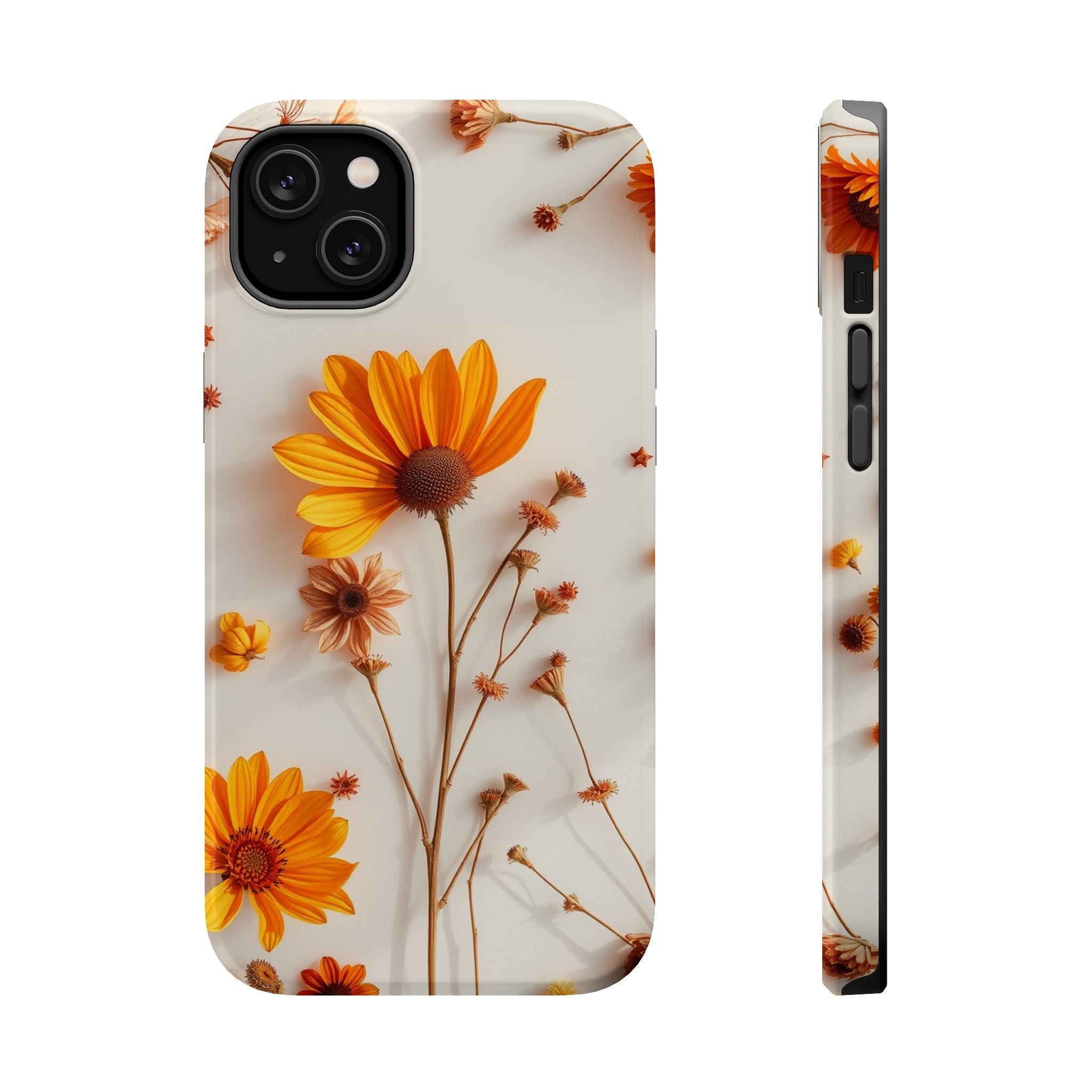 iPhone Mustard And Rust Dried Flower Flat Lay Carry Case Slim Snap Case · iPhone