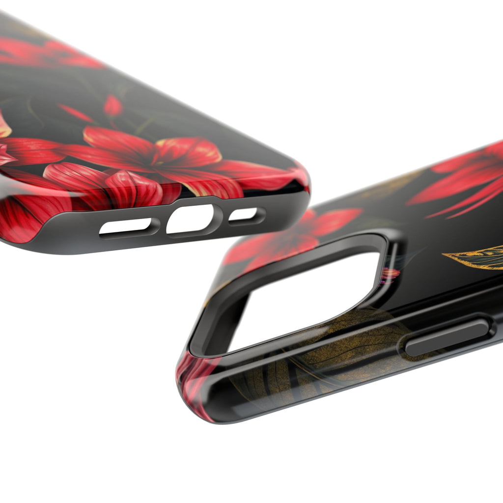 iPhone Black And Crimson Jungle Floral Slim Everyday Designer Case · iPhone Case