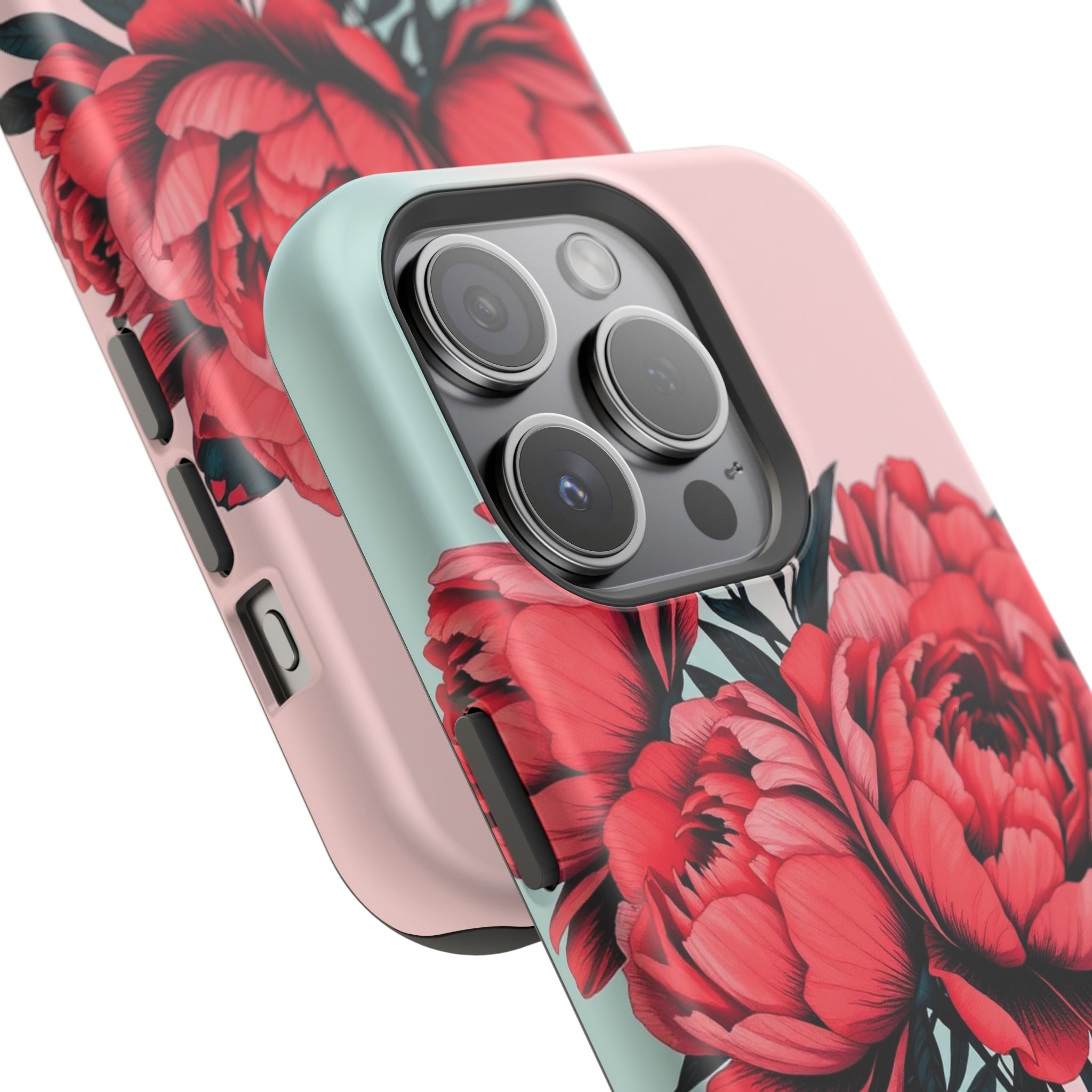 iPhone Teal And Coral Peony Bouquet Artistic Everyday Cas Slim Snap Case · iPhon