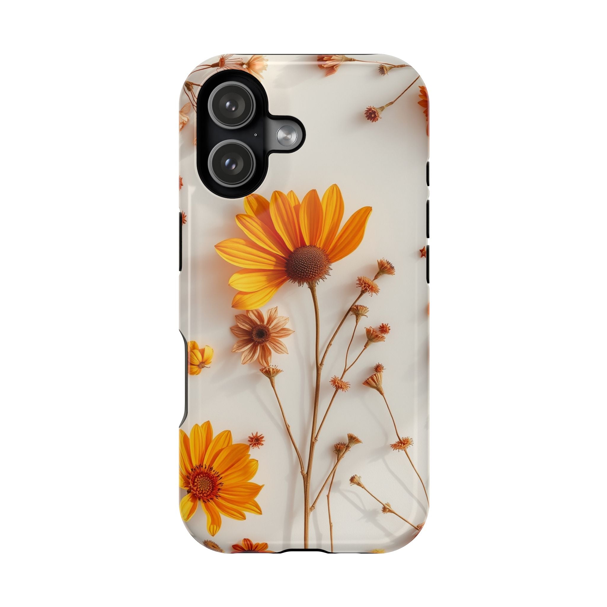 iPhone Mustard And Rust Dried Flower Flat Lay Carry Case Slim Snap Case · iPhone