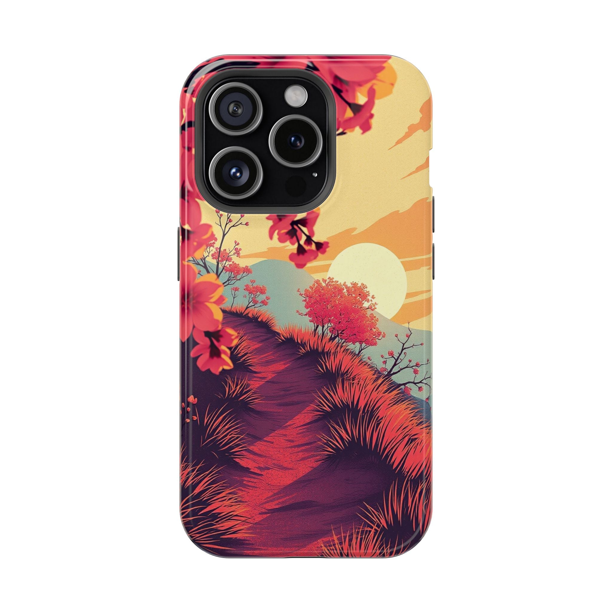 iPhone Sunset Amber And Peach Blossom Trail Soft iPhone 15 Finish · iPhone Case