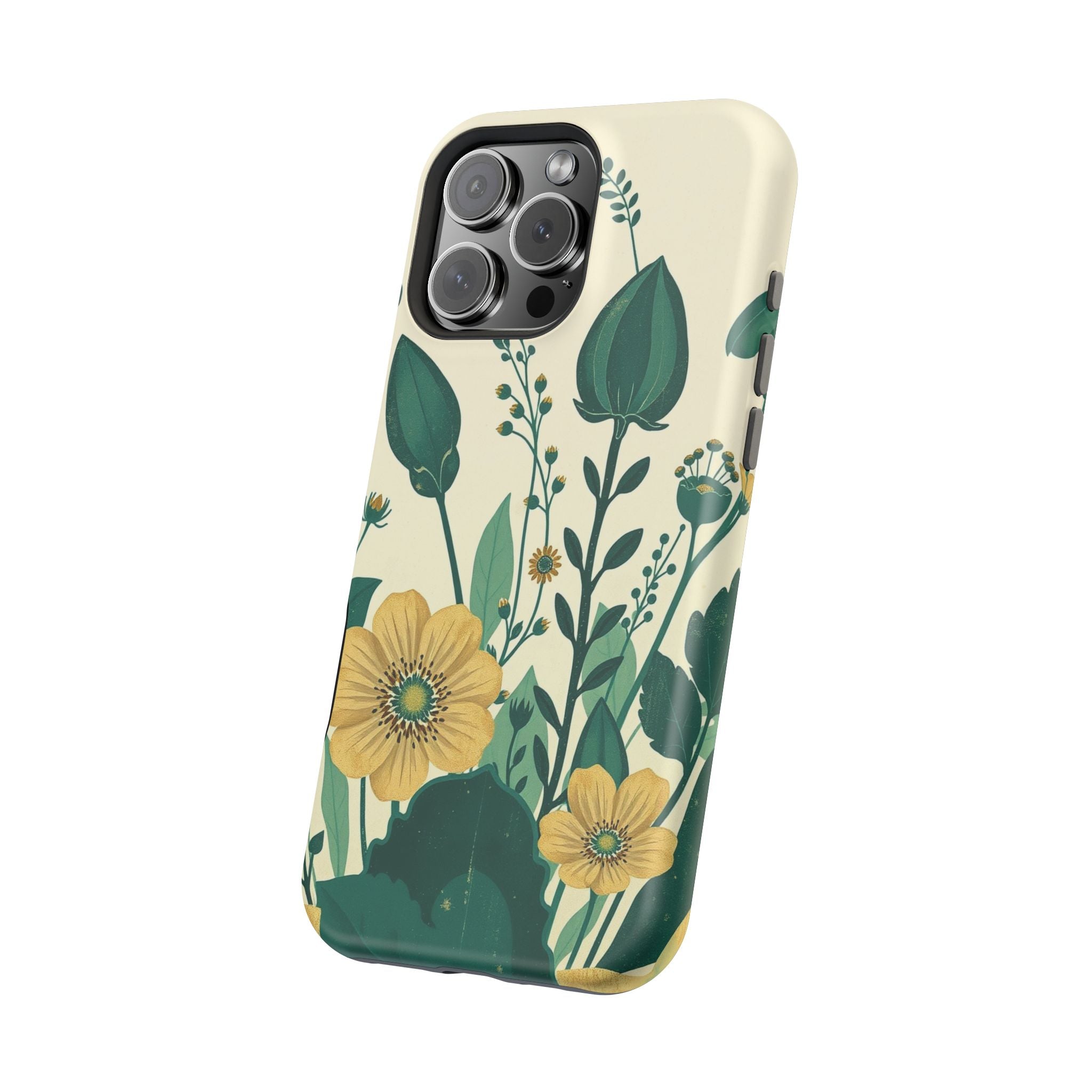 iPhone Emerald Green And Gold Pressed Botanicals Clean iPhone Minimal · iPhone C