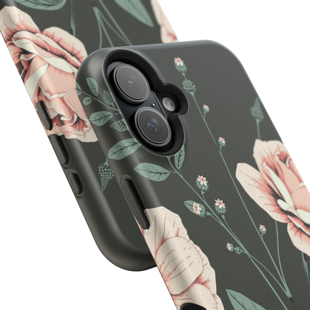 iPhone Mint And Blush Vintage Botanical Print Slim Everyday Designer Case · iPho