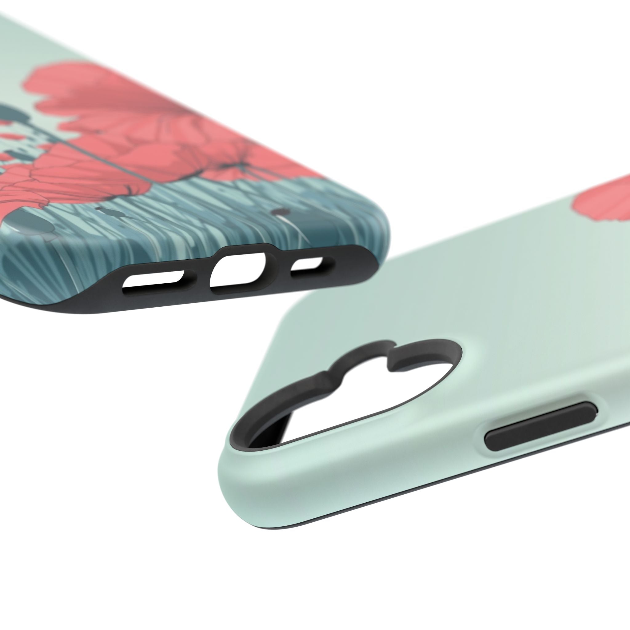 iPhone Mint And Blush Poppy Field Bold Modern Everyday Snap Case · iPhone Case