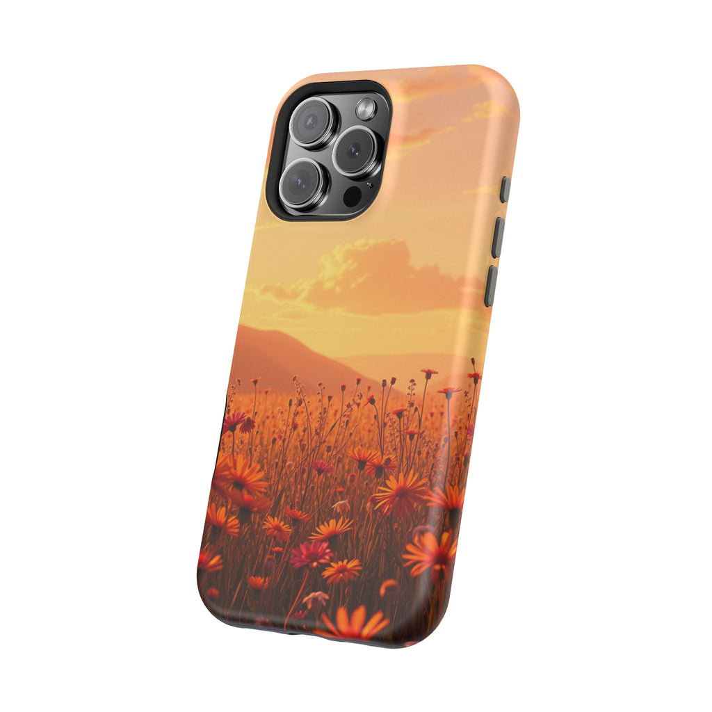 iPhone Sunset Amber And Peach Wildflower Field Soft iPhone Finish · iPhone Case