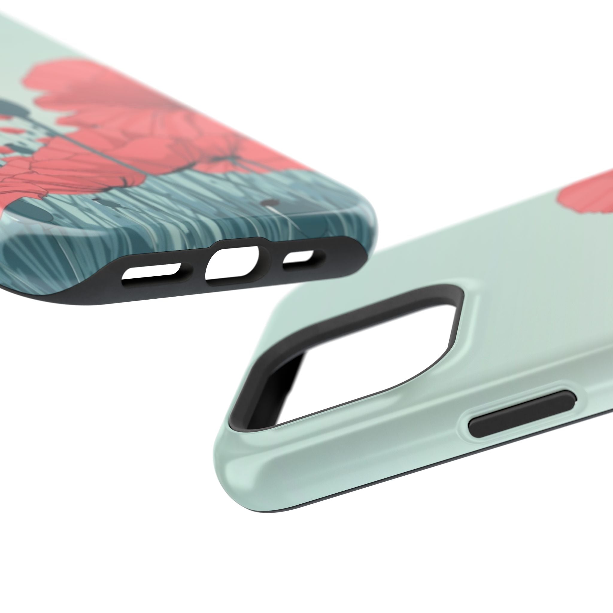 iPhone Mint And Blush Poppy Field Bold Modern Everyday Snap Case · iPhone Case
