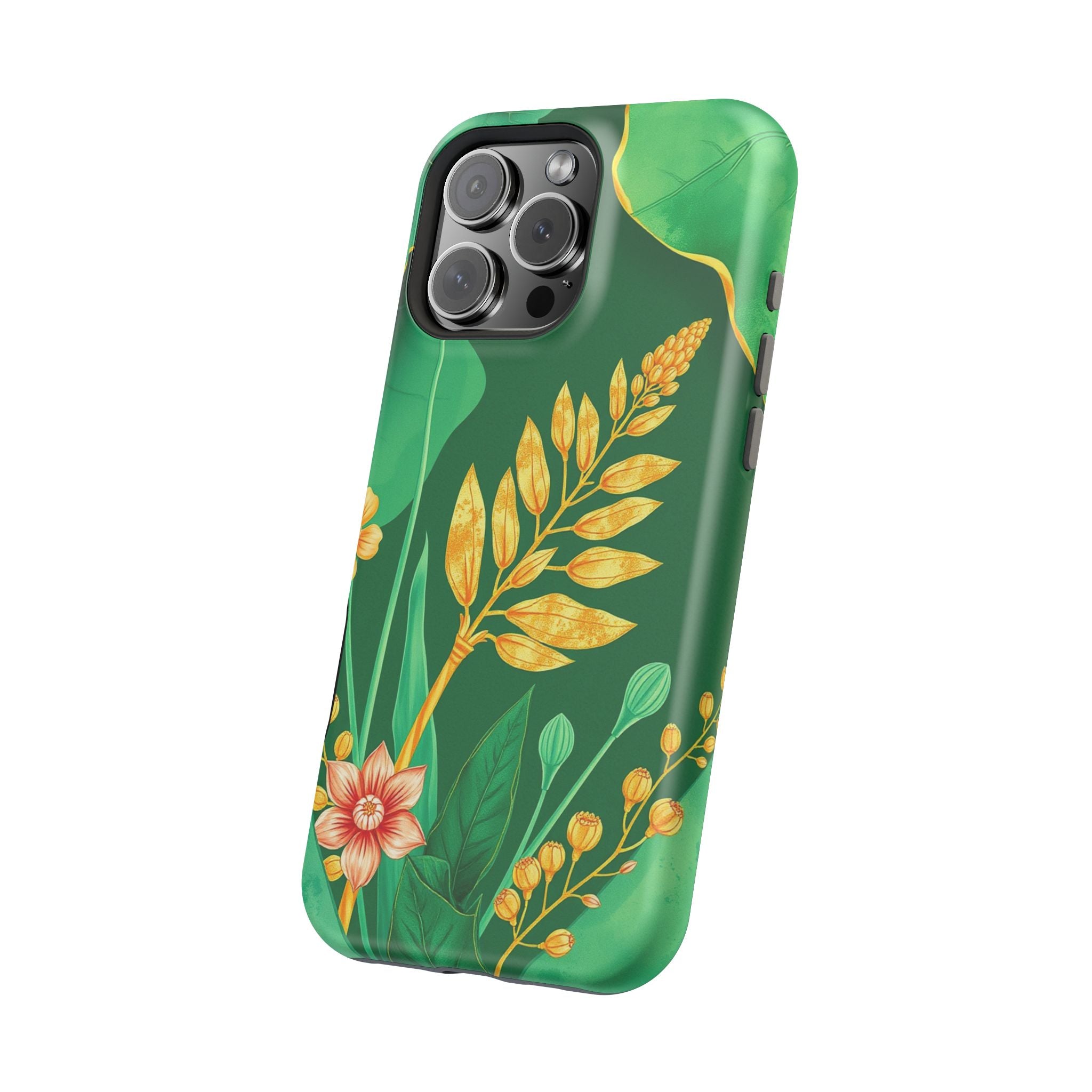 iPhone Emerald Green And Gold Botanical Illustration Ga Slim Snap Case · iPhone