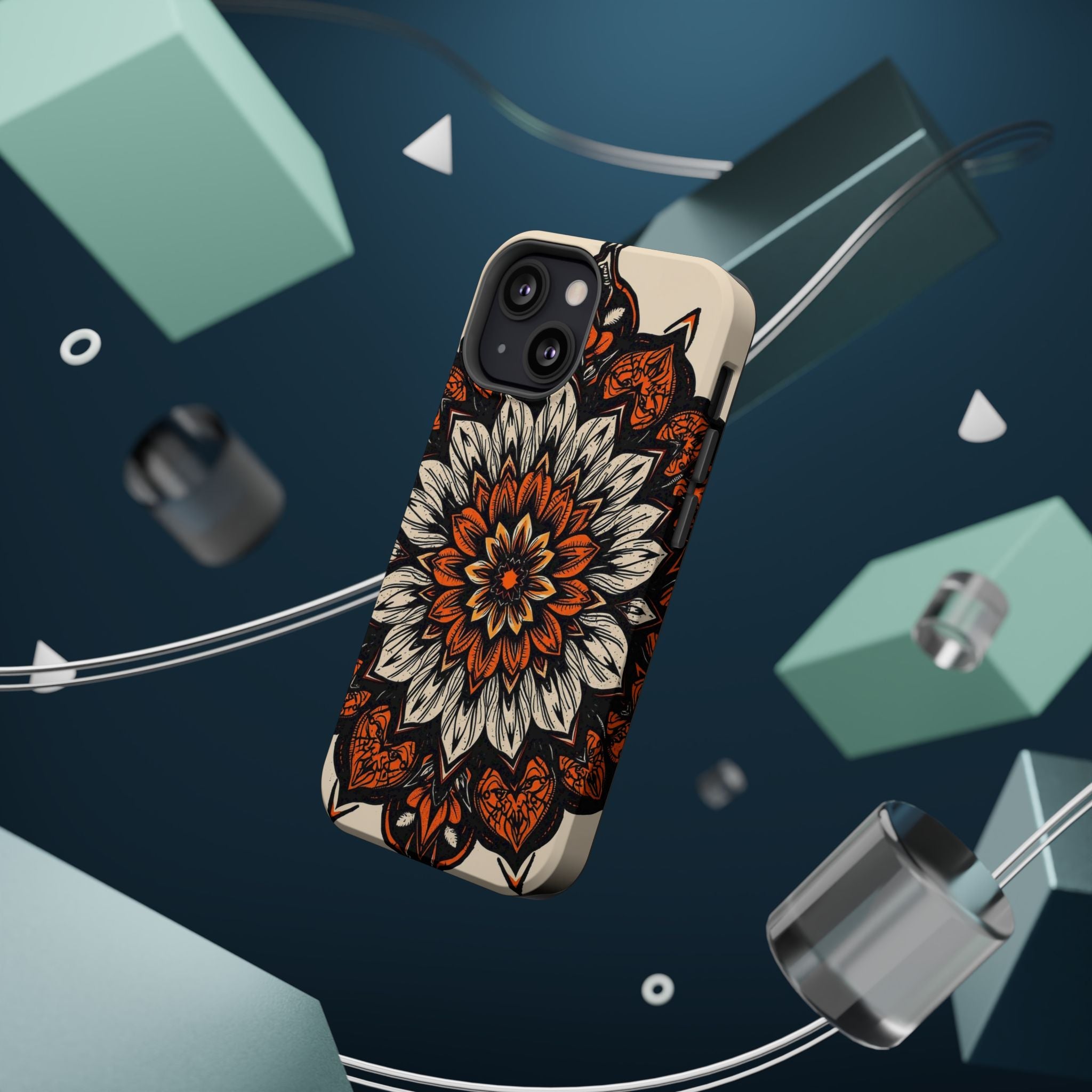 iPhone Burnt Orange And Sand Floral Mandala Slim Snap Cas Carry Case · iPhone Ca