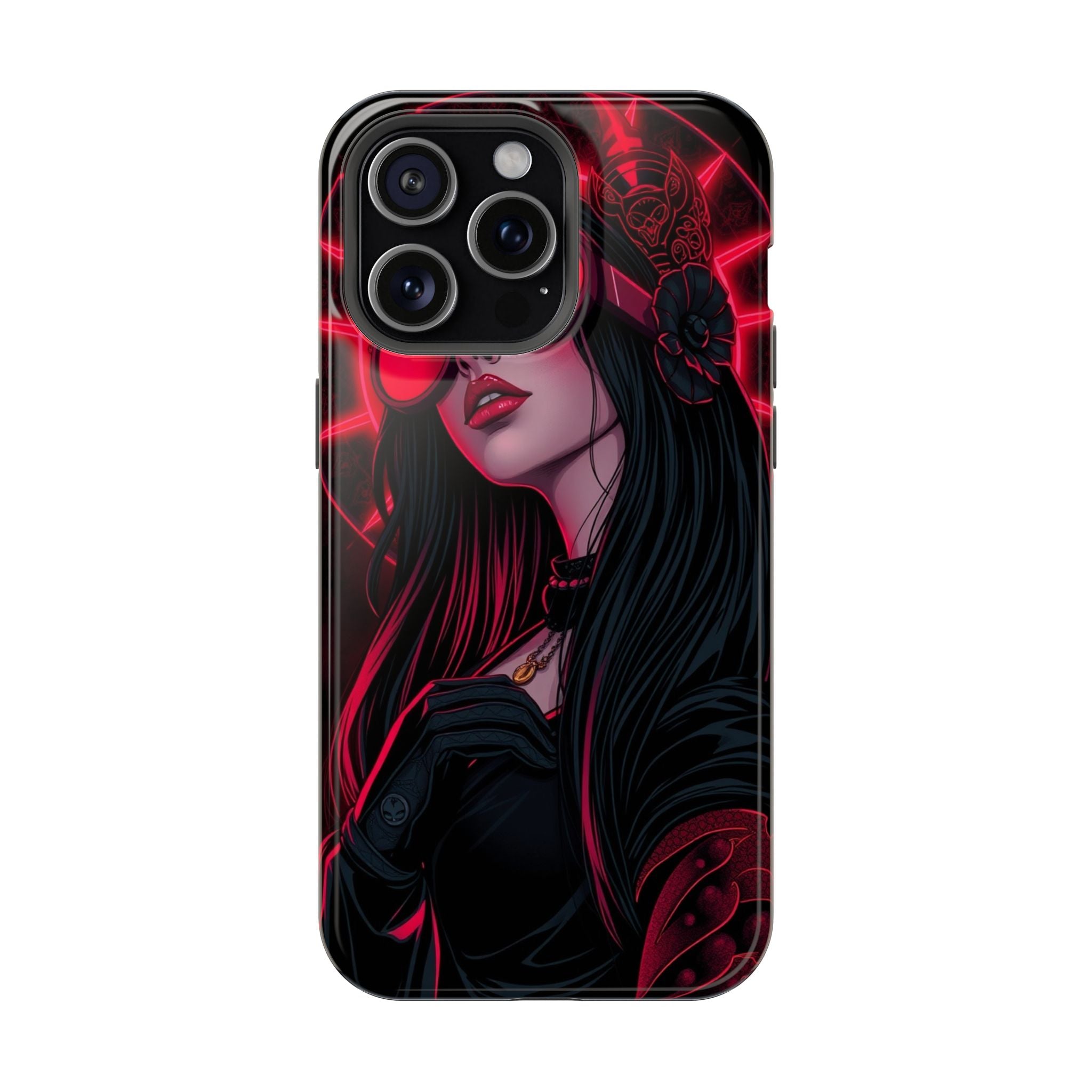 iPhone Black And Crimson Art Nouveau Female Slim Everyday Designer Case · iPhone