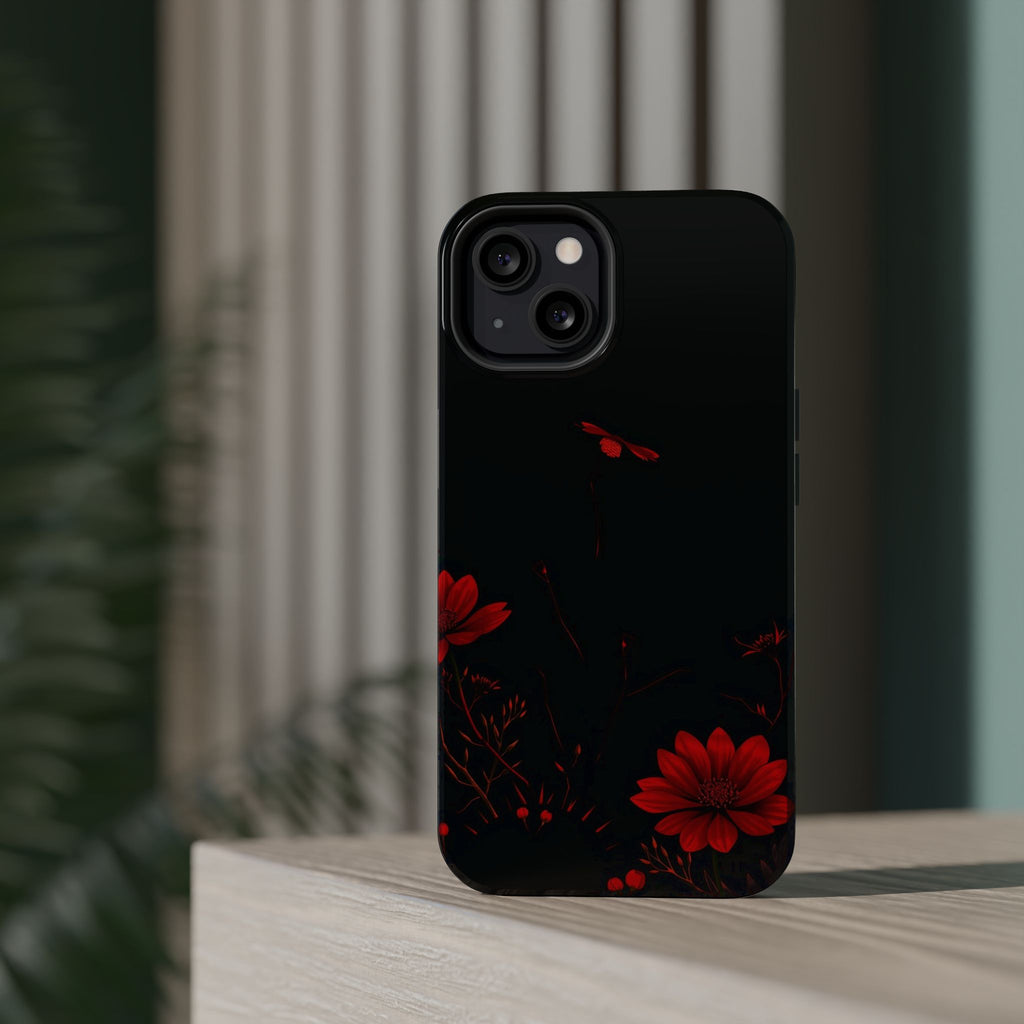 iPhone Black And Crimson Desert Flower Slim Everyday Designer Case · iPhone Case