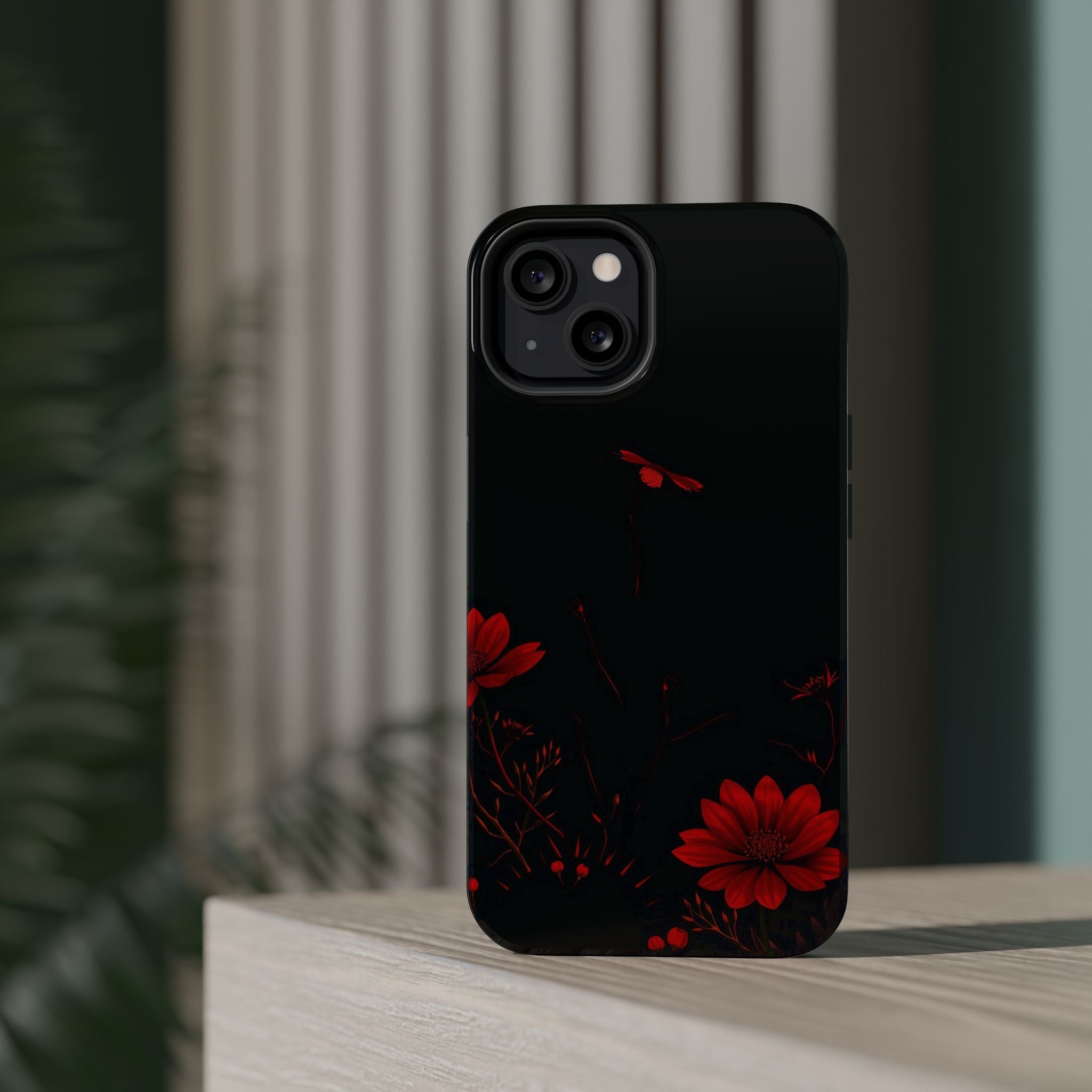 iPhone Black And Crimson Desert Flower Slim Everyday Designer Case · iPhone Case