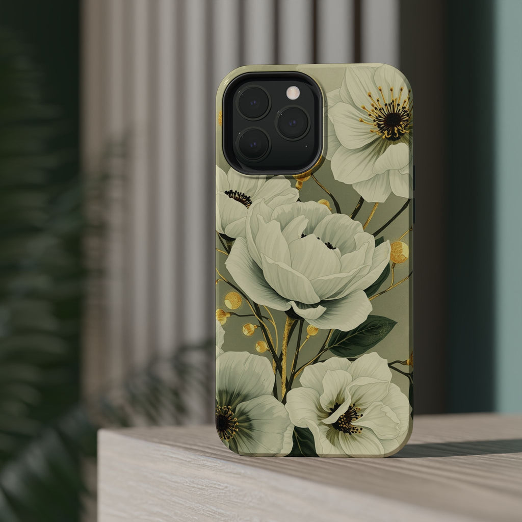 iPhone Sage And Ivory Floral Ink Wash Slim Everyday iPhone 14 Designer · iPhone