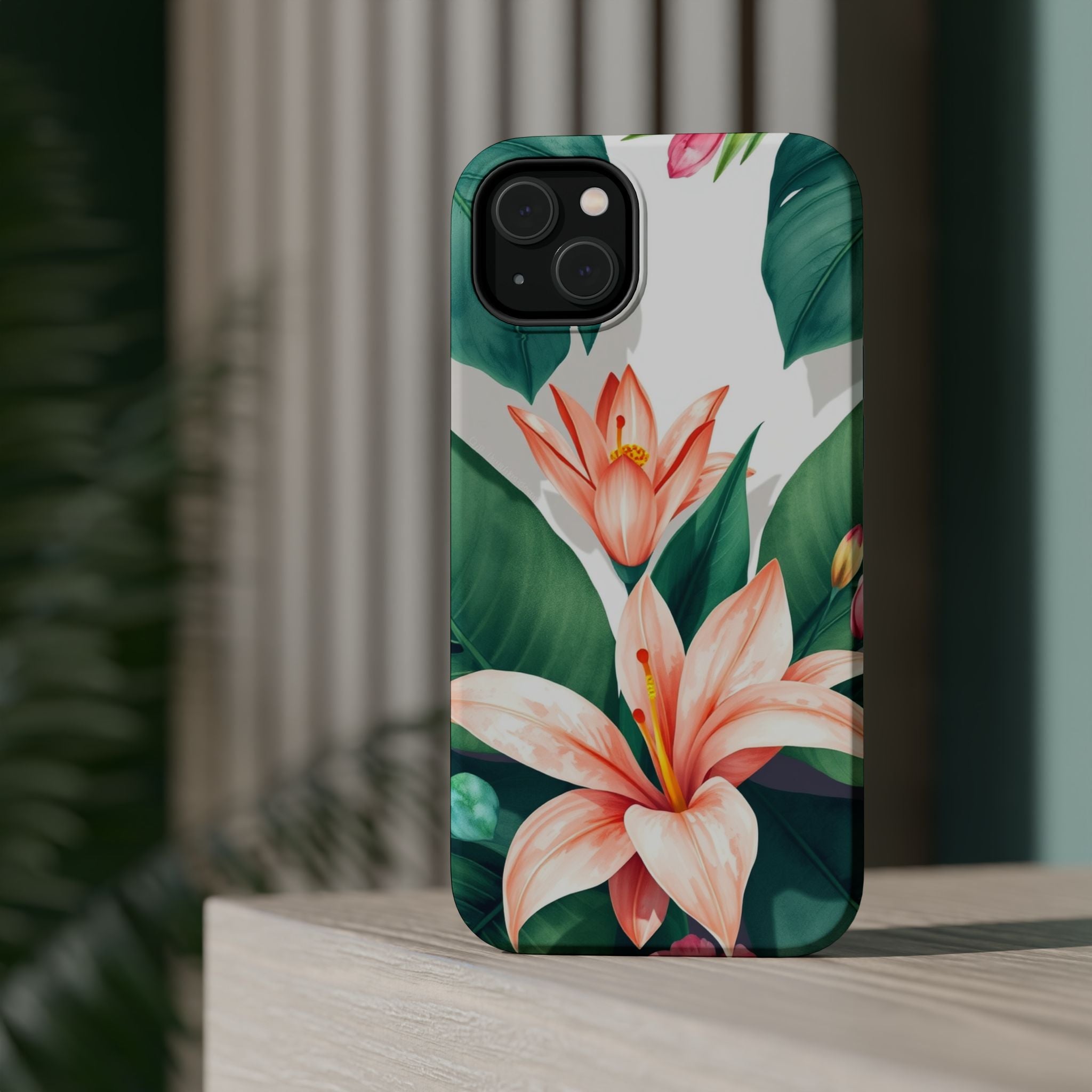iPhone Tropical Bloom Sage And Ivory Slim Snap Case Gal · iPhone Case