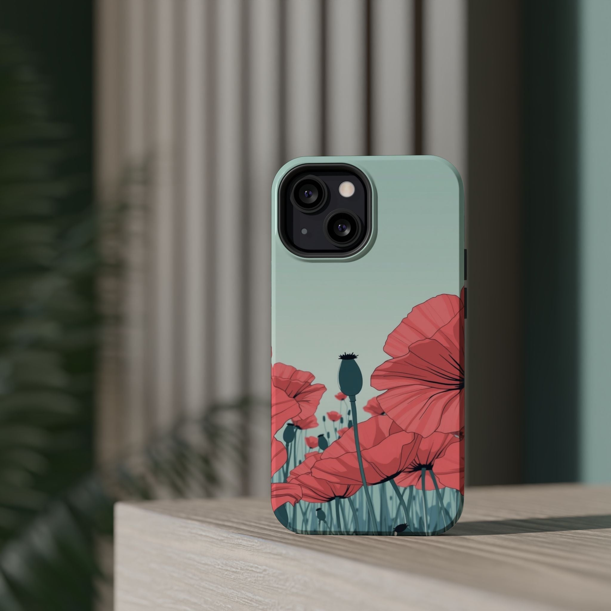 iPhone Mint And Blush Poppy Field Bold Modern Everyday Snap Case · iPhone Case