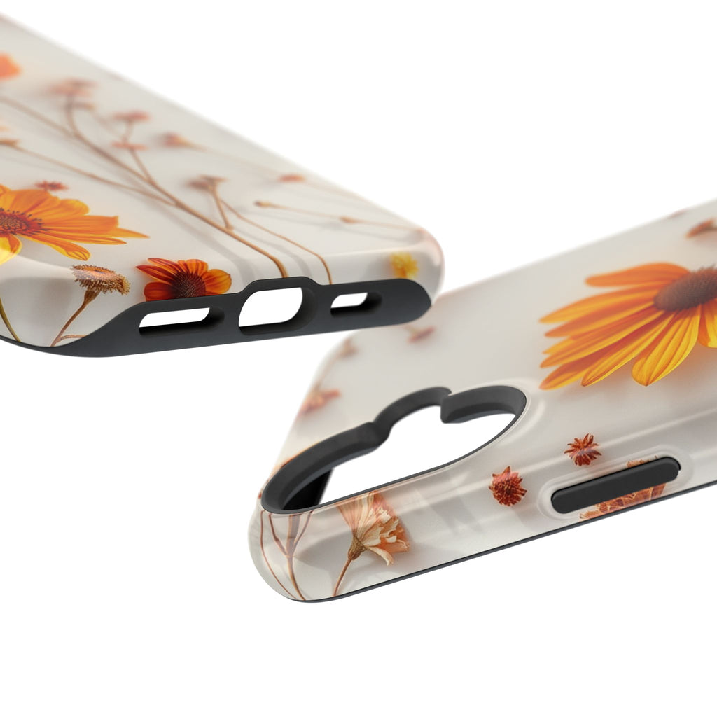 iPhone Mustard And Rust Dried Flower Flat Lay Carry Case Slim Snap Case · iPhone