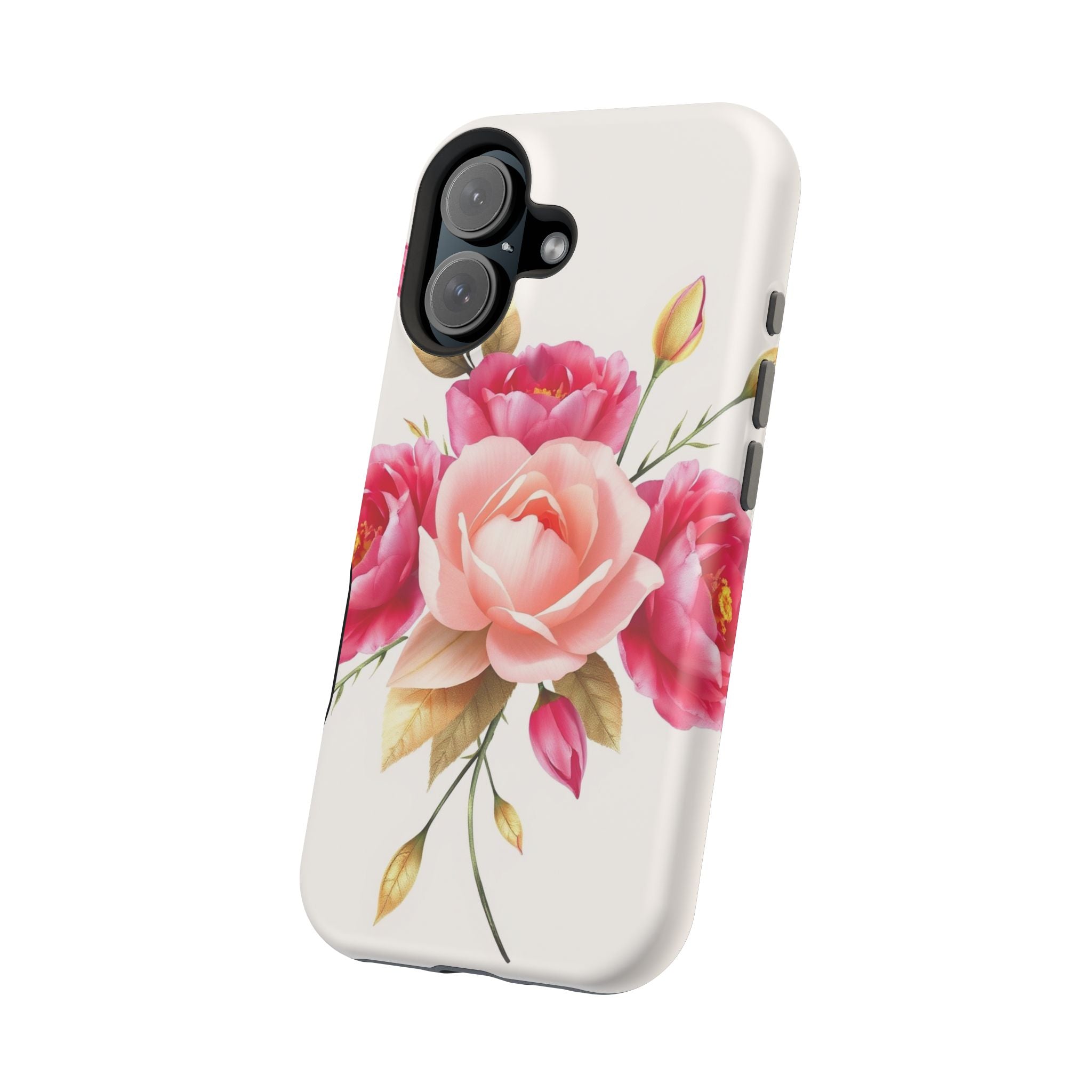 iPhone Rose Pink And Cream Neon Floral Slim Everyday Designer Case · iPhone Case