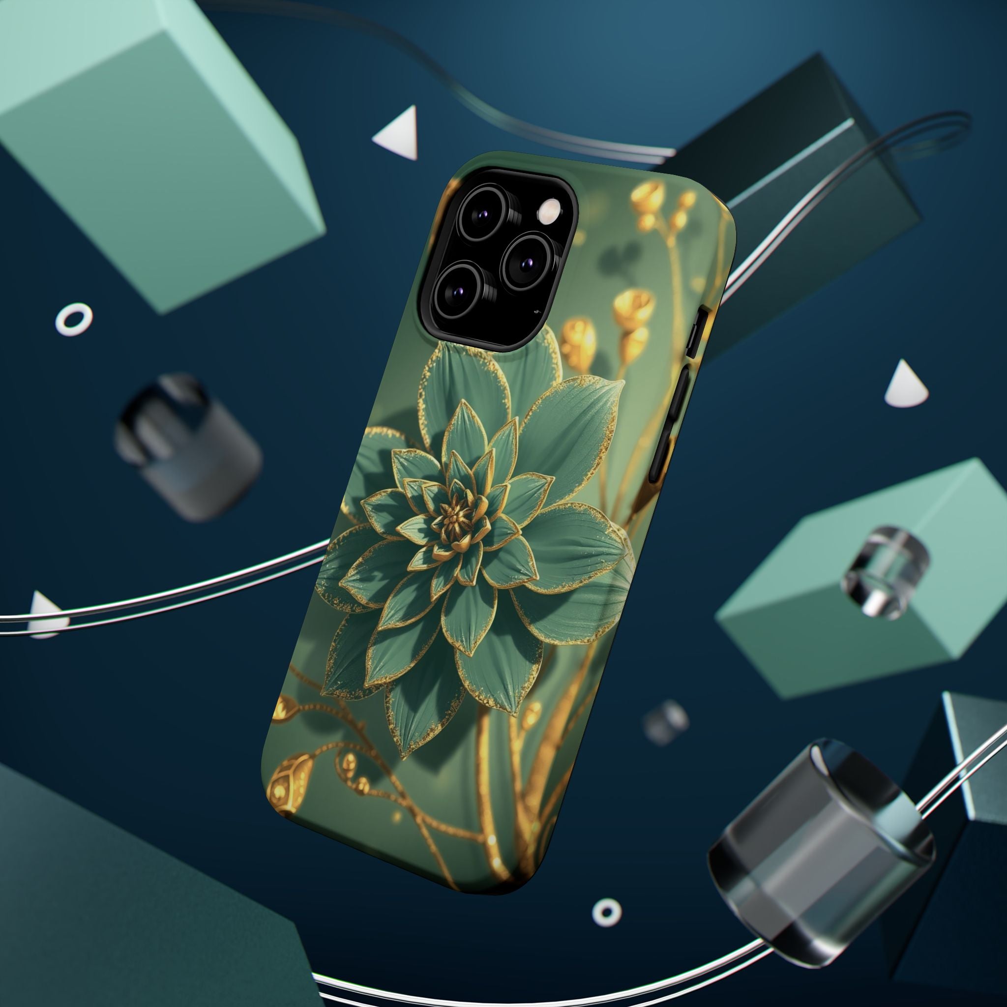 iPhone Floral Gold Foil Pixel Art -Bit Slim Everyday Designer Case · iPhone Case