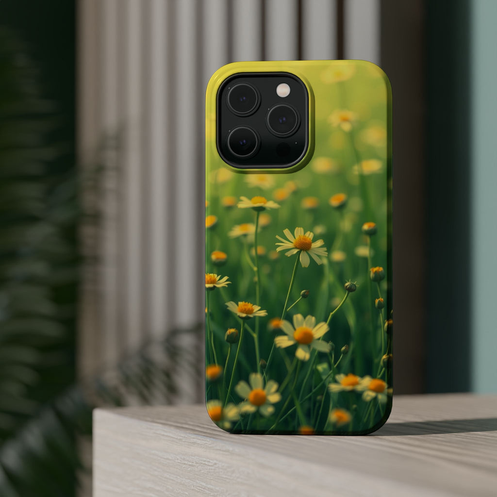 iPhone Emerald Green And Gold Wildflower Field Soft Finish Everyday · iPhone Cas