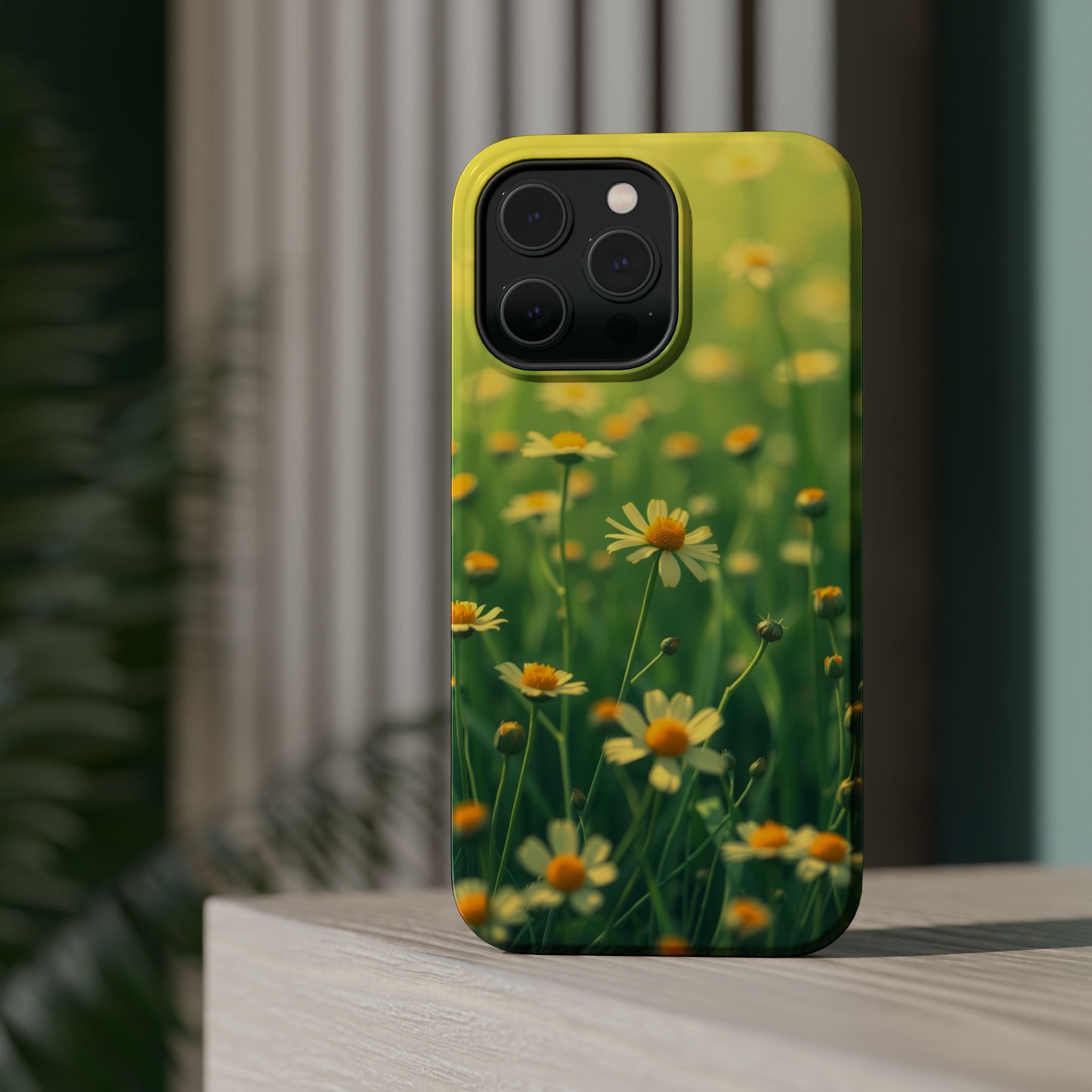 iPhone Emerald Green And Gold Wildflower Field Soft Finish Everyday · iPhone Cas
