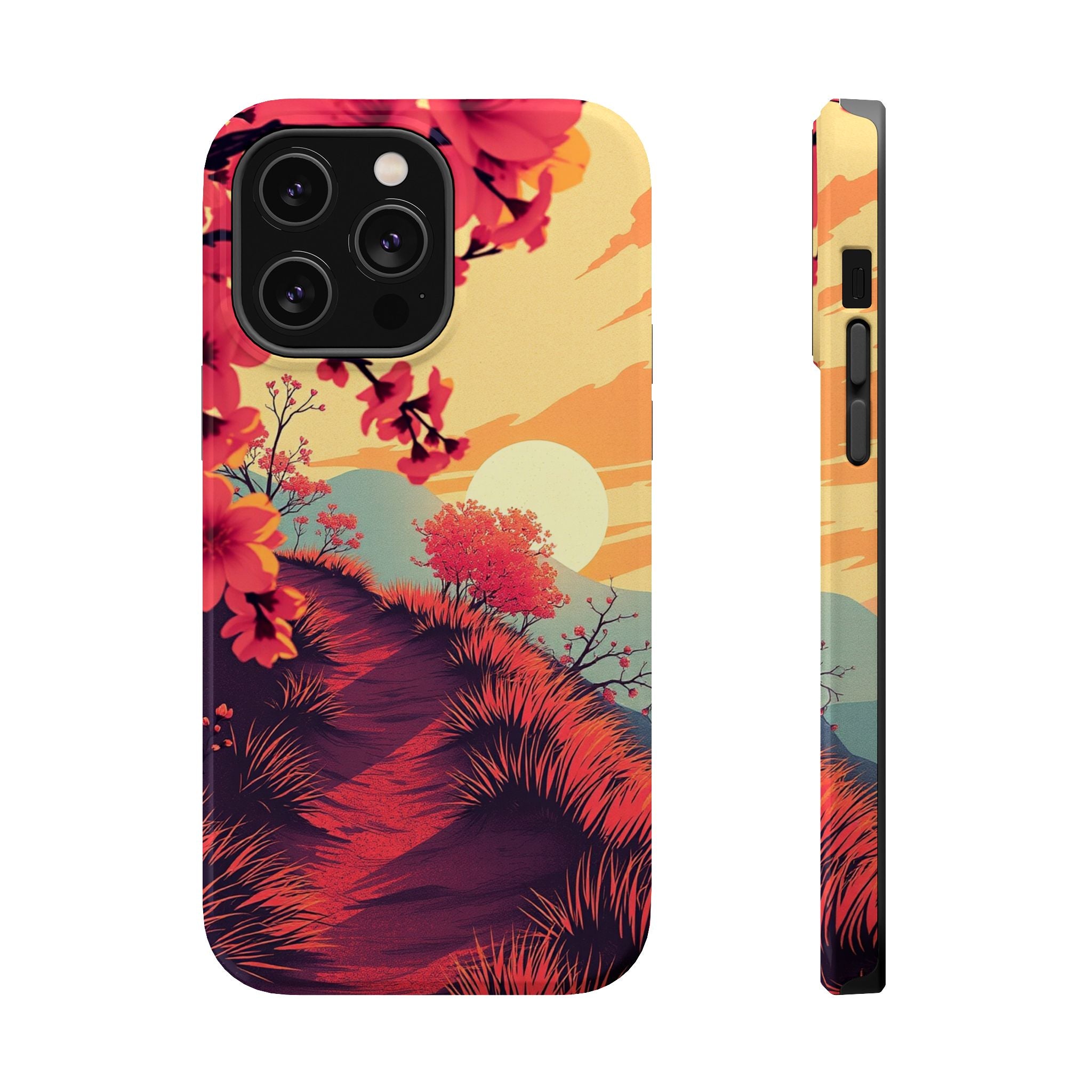 iPhone Sunset Amber And Peach Blossom Trail Soft iPhone 15 Finish · iPhone Case