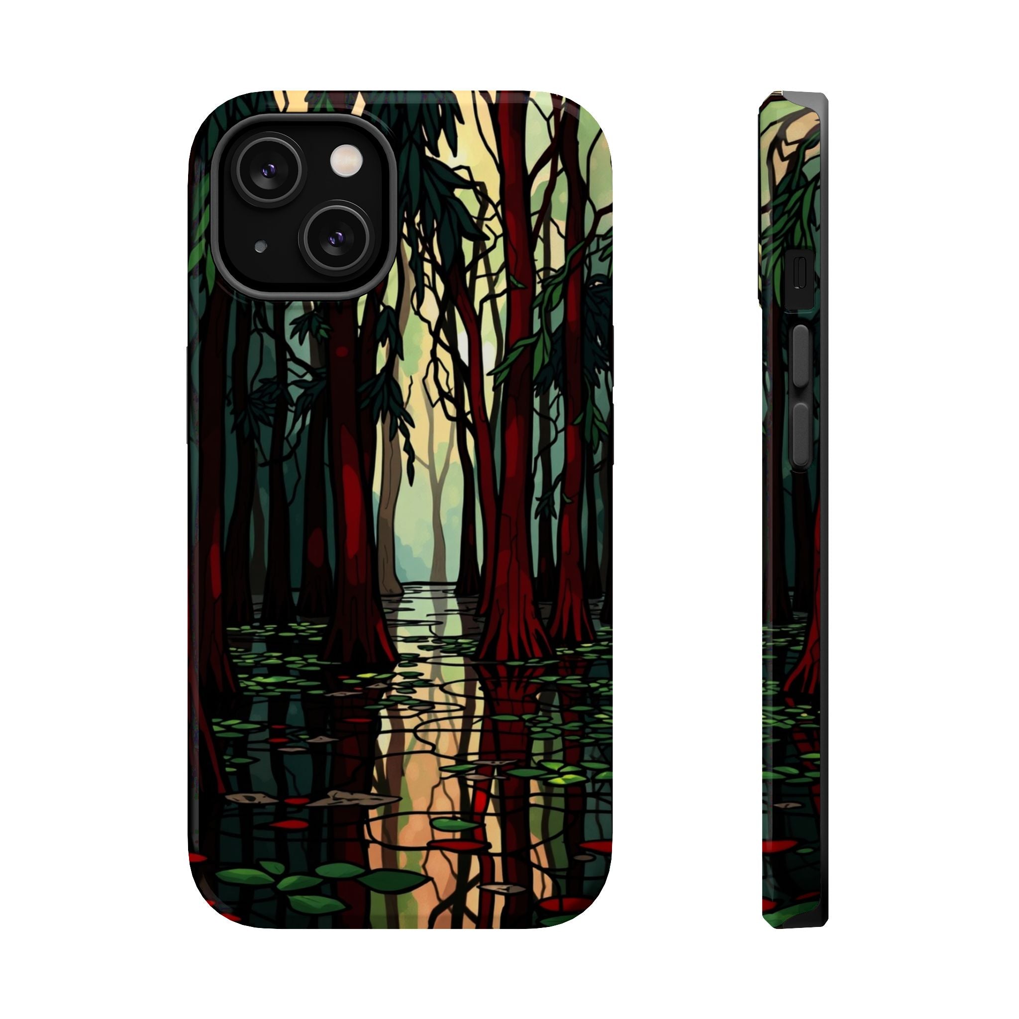 iPhone Black And Crimson Cypress Swamp Slim Everyday Designer Case · iPhone Case