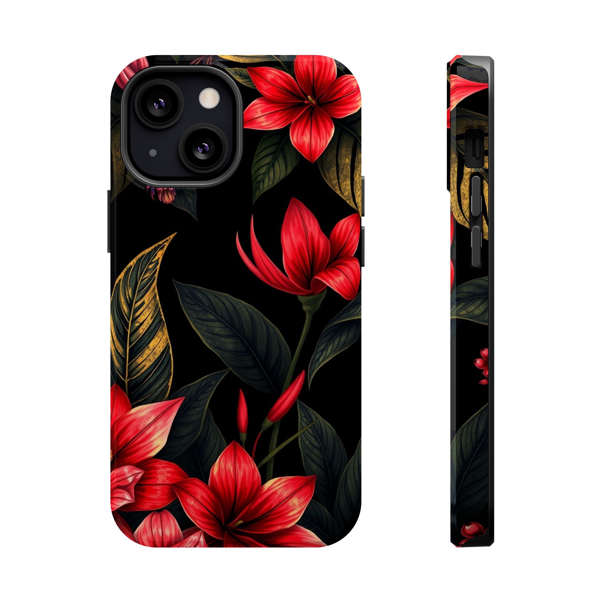 iPhone Black And Crimson Jungle Floral Slim Everyday Designer Case · iPhone Case