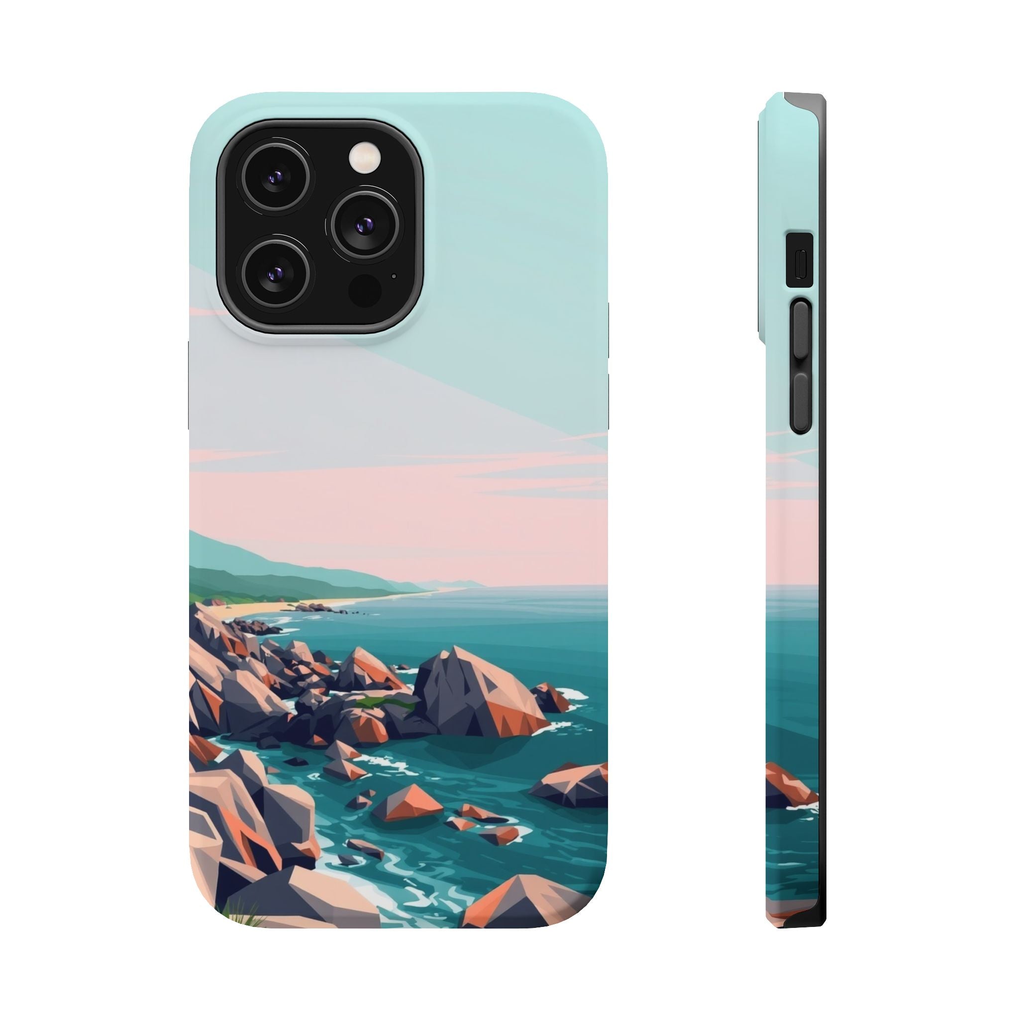 iPhone Mint And Blush Pebble Beach Bold Modern Everyday Snap Case · iPhone Case