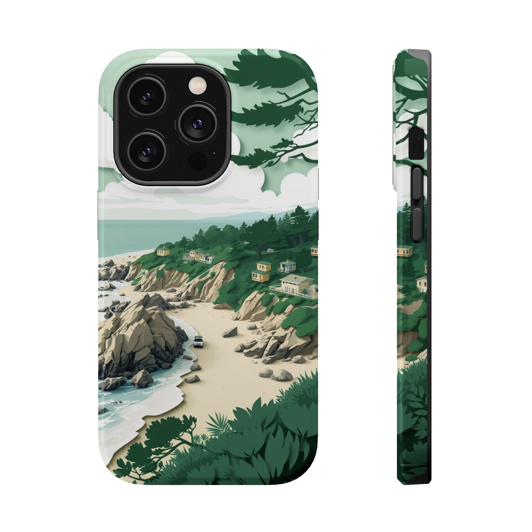 iPhone Pebble Beach Paper Cut Art Bold Modern Everyday Snap Case · iPhone Case