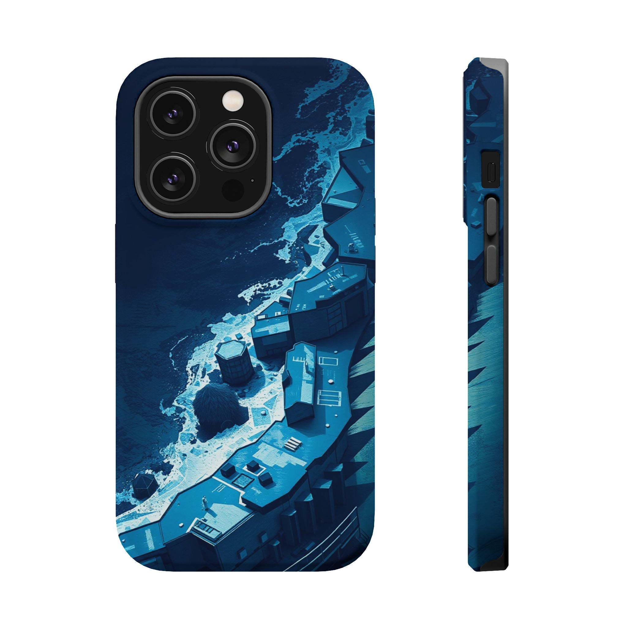 iPhone Midnight Blue And Silver Shoreline Aerial Clean iPhone Minimal · iPhone C