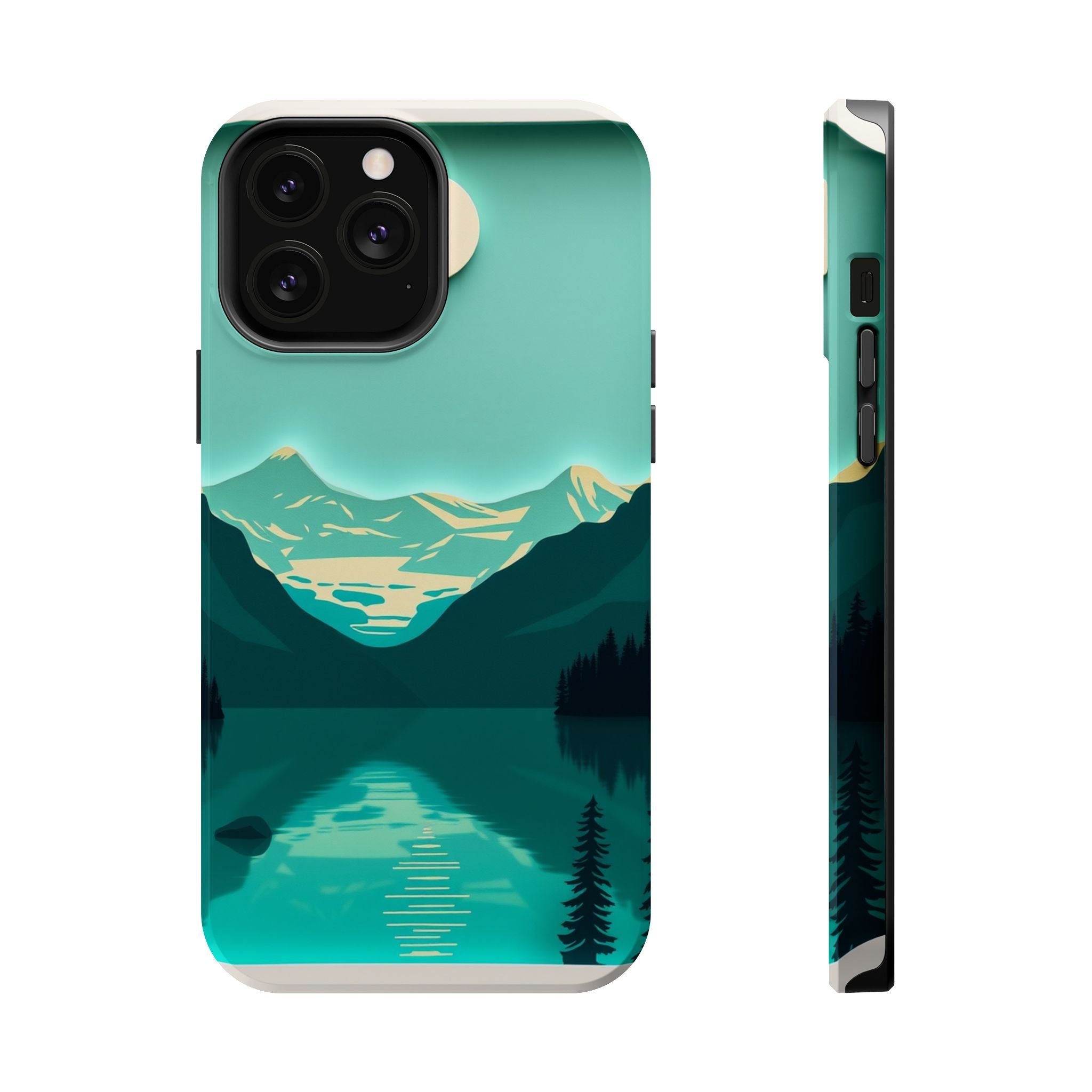 iPhone Glacier Lake Paper Cut Art Bold Modern Everyday Snap Case · iPhone Case