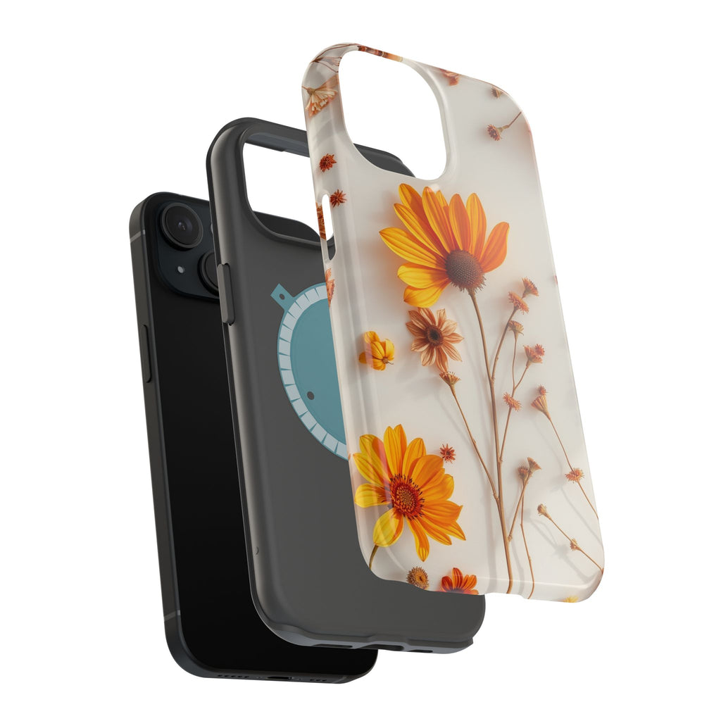 iPhone Mustard And Rust Dried Flower Flat Lay Carry Case Slim Snap Case · iPhone