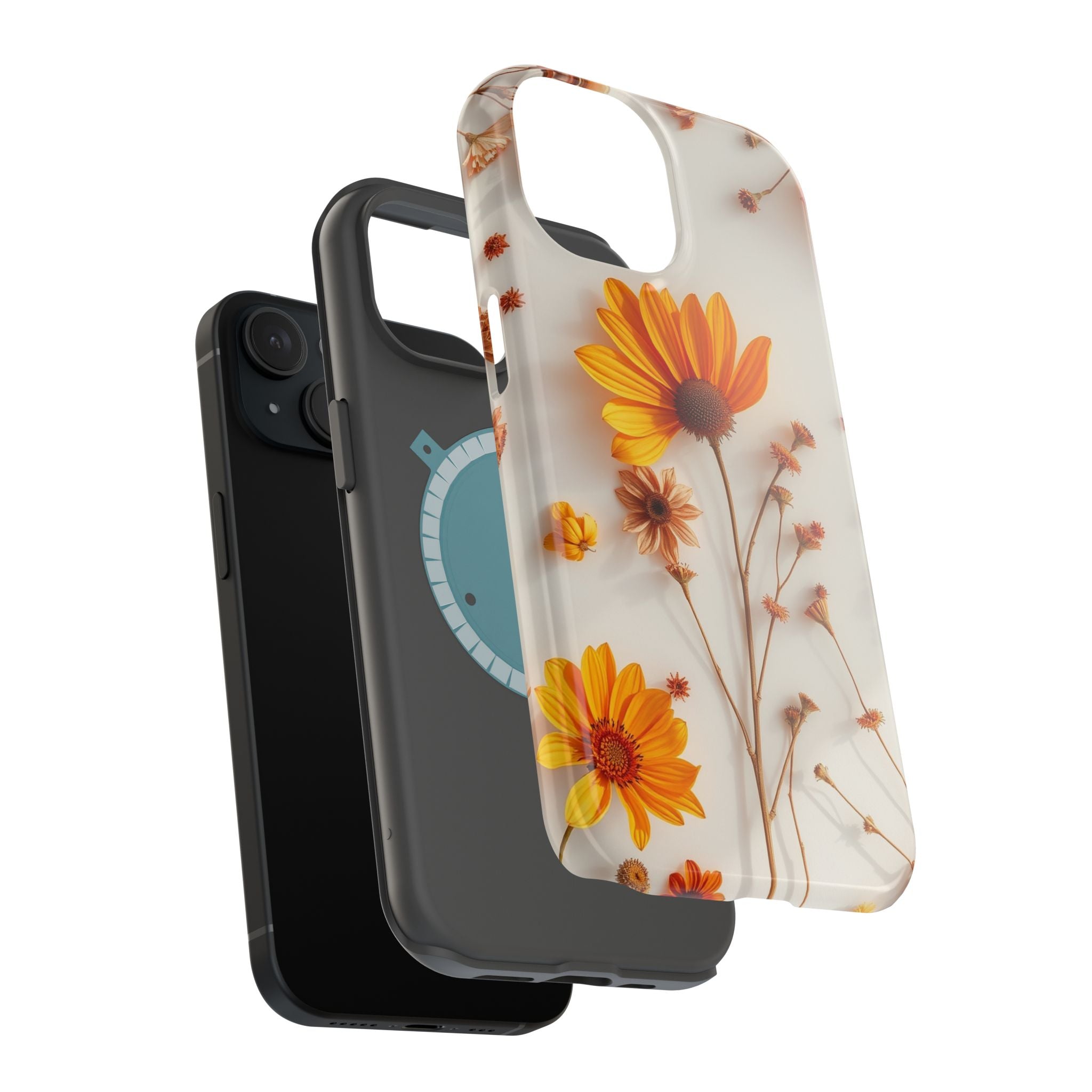 iPhone Mustard And Rust Dried Flower Flat Lay Carry Case Slim Snap Case · iPhone
