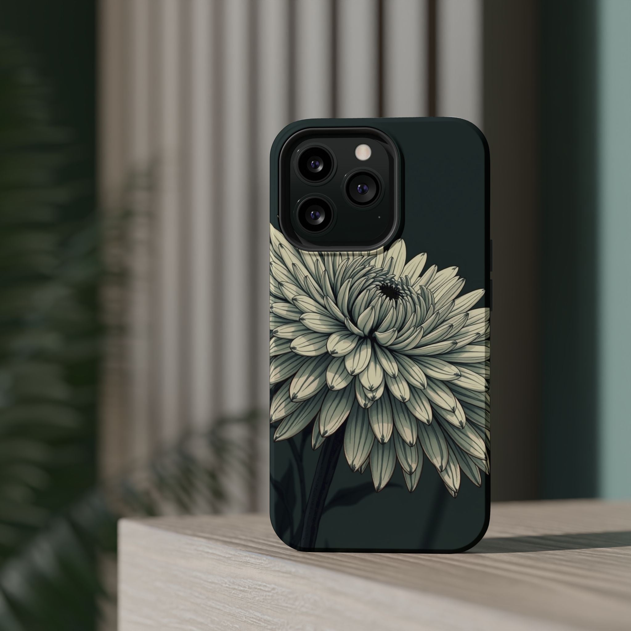 iPhone Chrysanthemum Classic Dark Gothic Ink Carry Case Slim Snap Case · iPhone