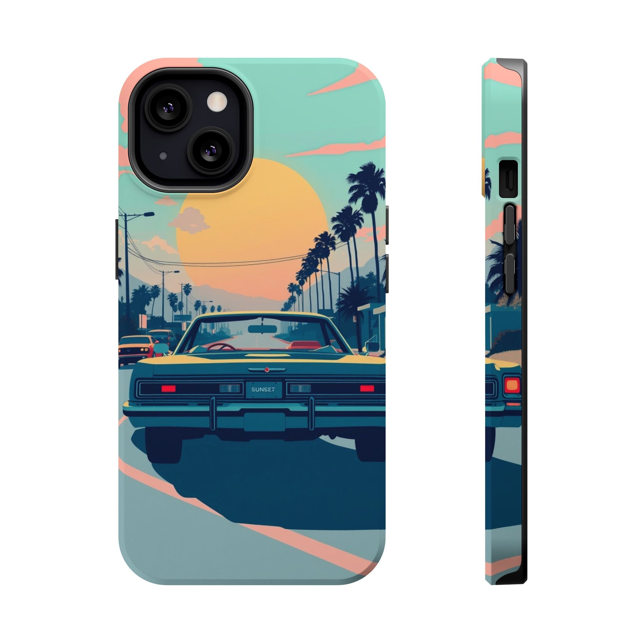 iPhone Sunset Drive 80s Pop Art Bold Slim Everyday Designer Case · iPhone Case