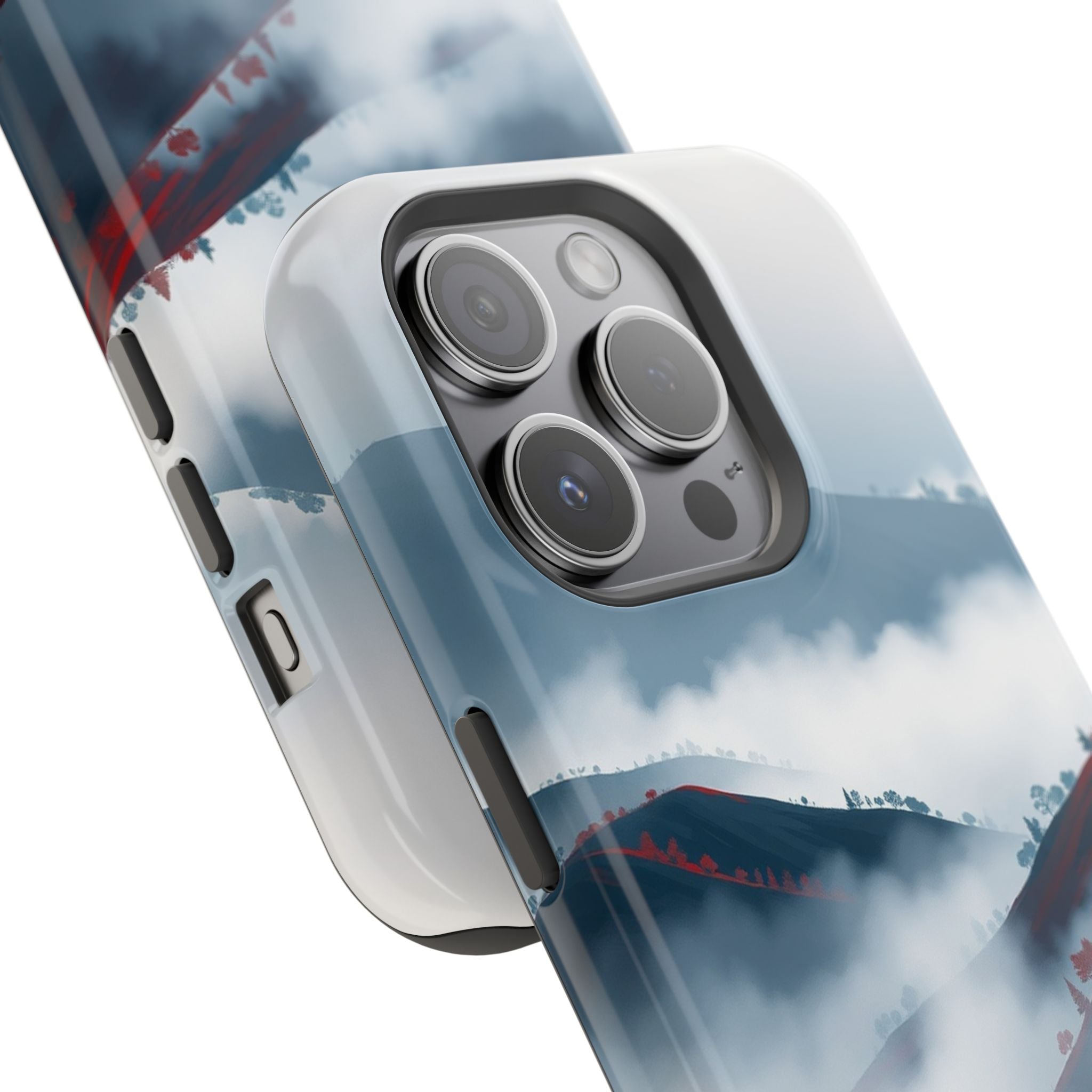 iPhone Black And Crimson Fog Rolling Over Hills Soft iPhone Finish · iPhone Case