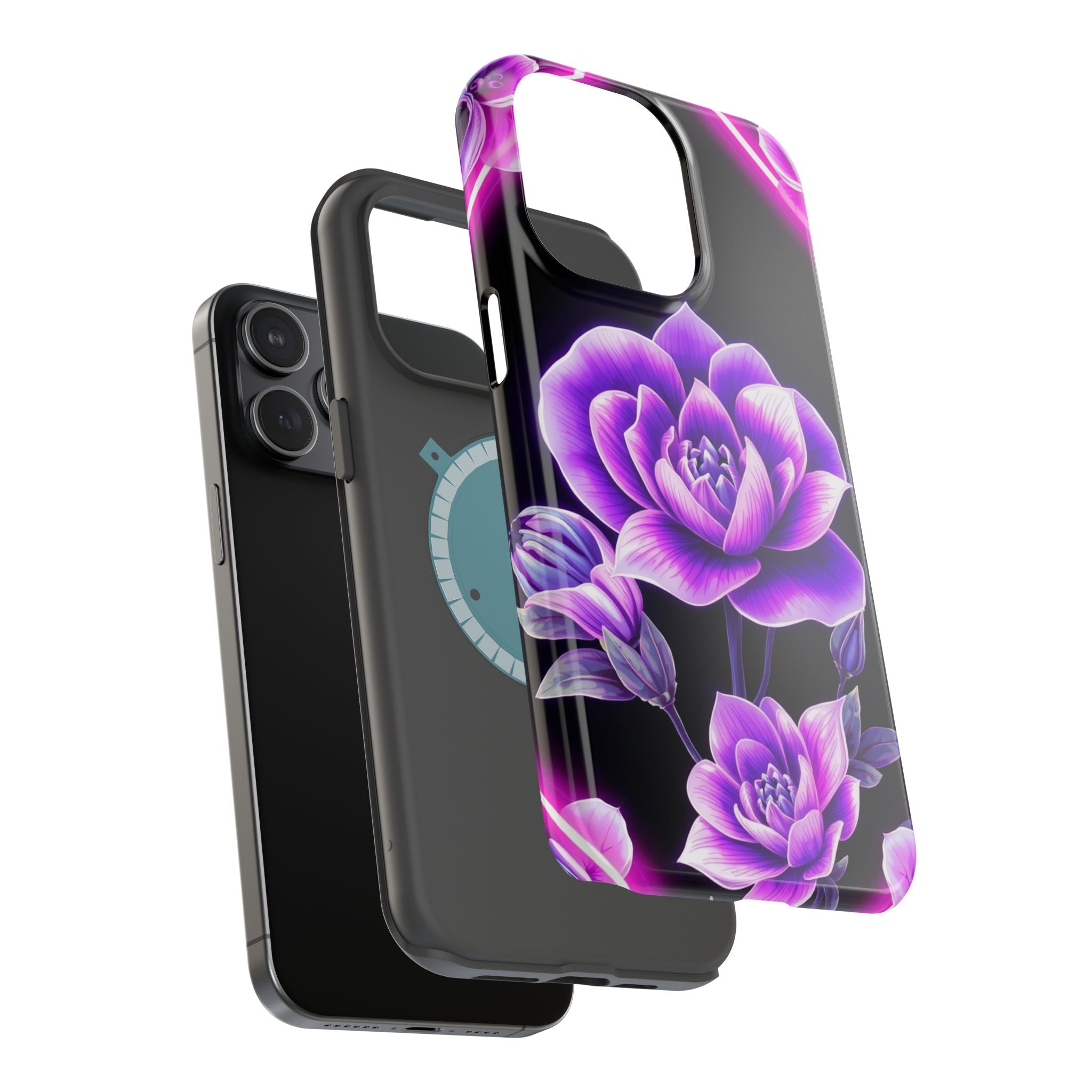 iPhone Floral Ombre Neon Cyberpunk Bold Modern Everyday Snap Case · iPhone Case