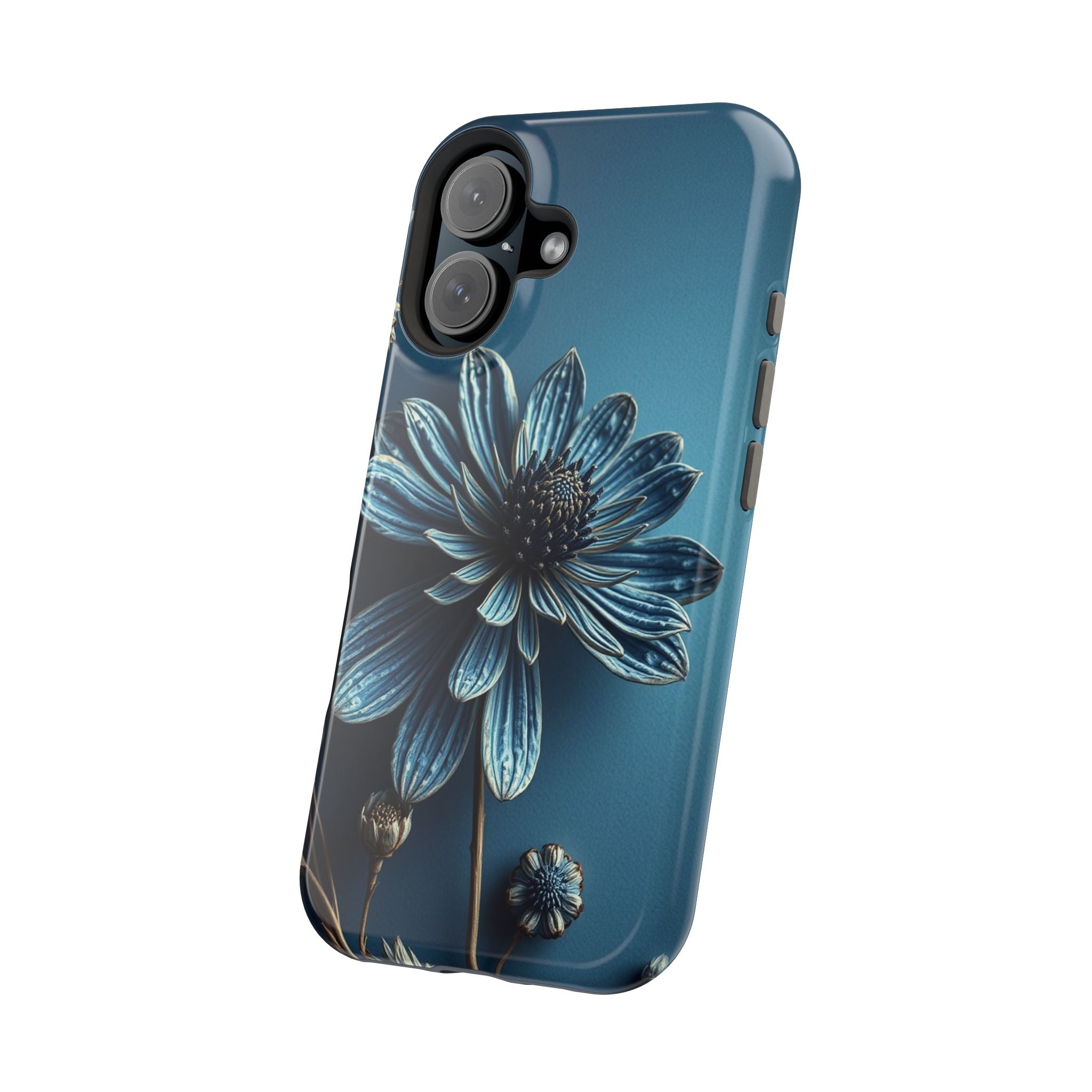 iPhone Midnight Blue And Silver Dried Flower Flat Lay iPhone 15 · iPhone Case