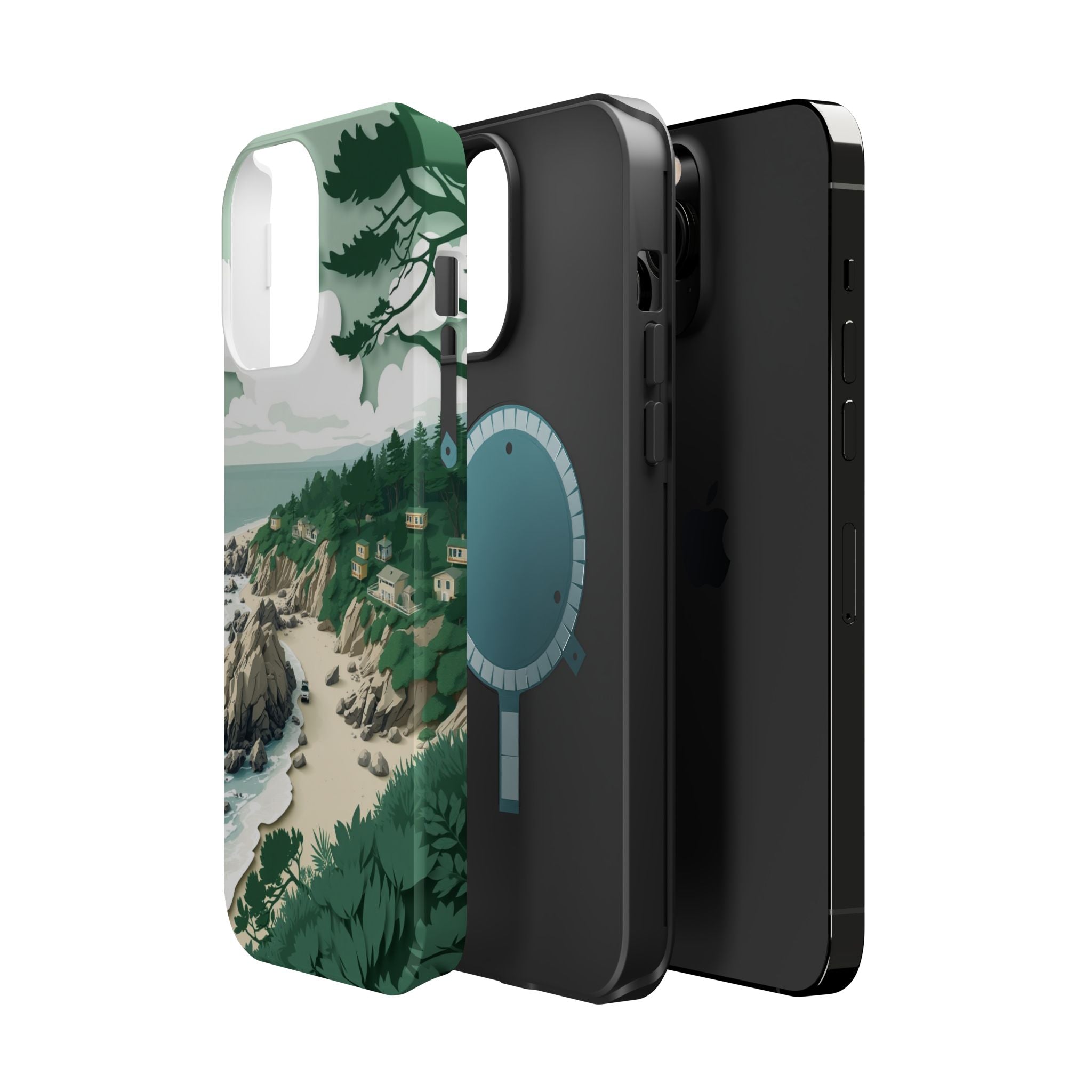 iPhone Pebble Beach Paper Cut Art Bold Modern Everyday Snap Case · iPhone Case