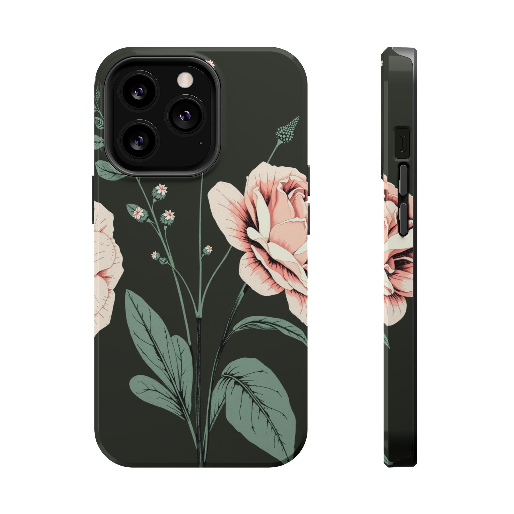 iPhone Mint And Blush Vintage Botanical Print Slim Everyday Designer Case · iPho