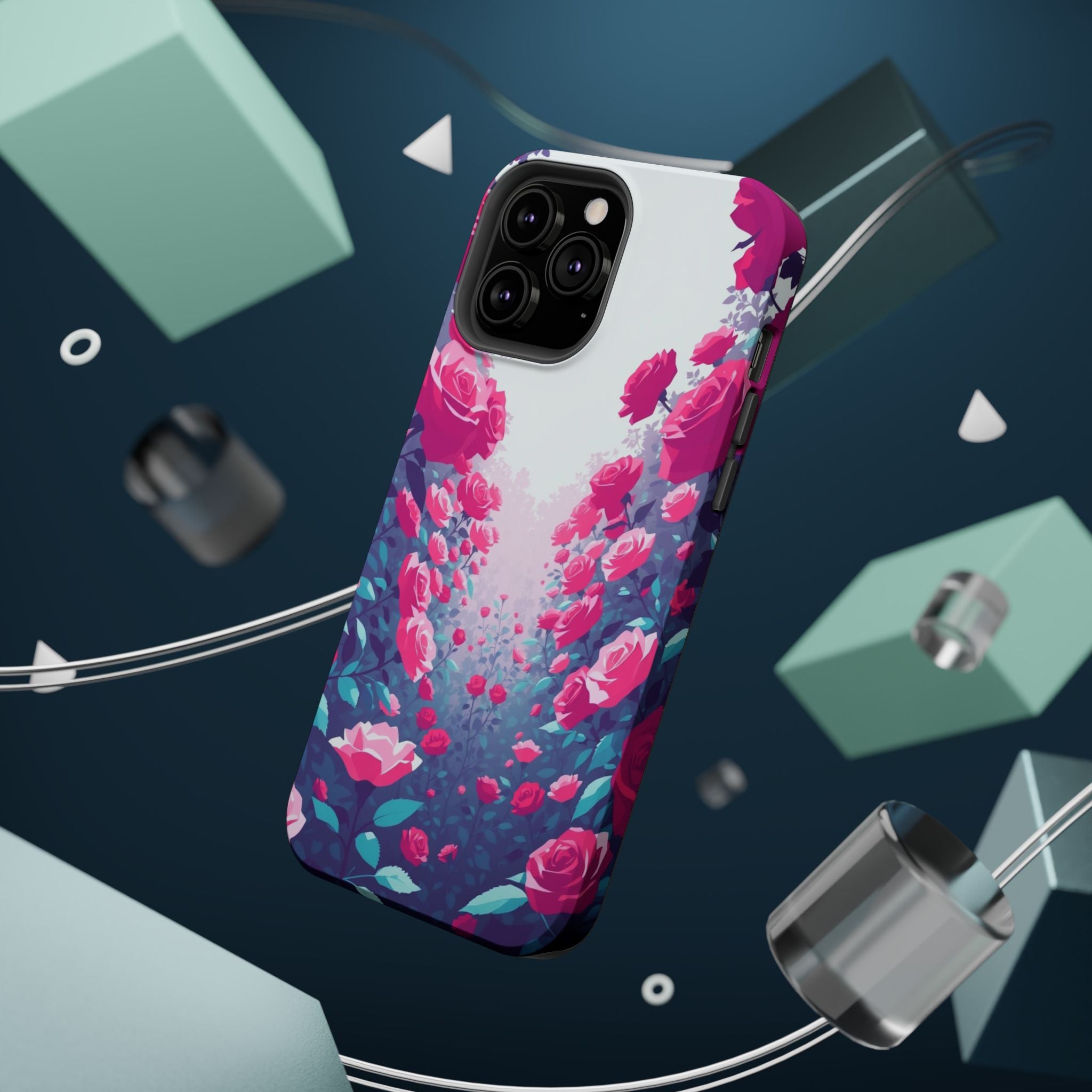 iPhone Cyan And Magenta Rose Garden Slim Everyday Designer Case · iPhone Case