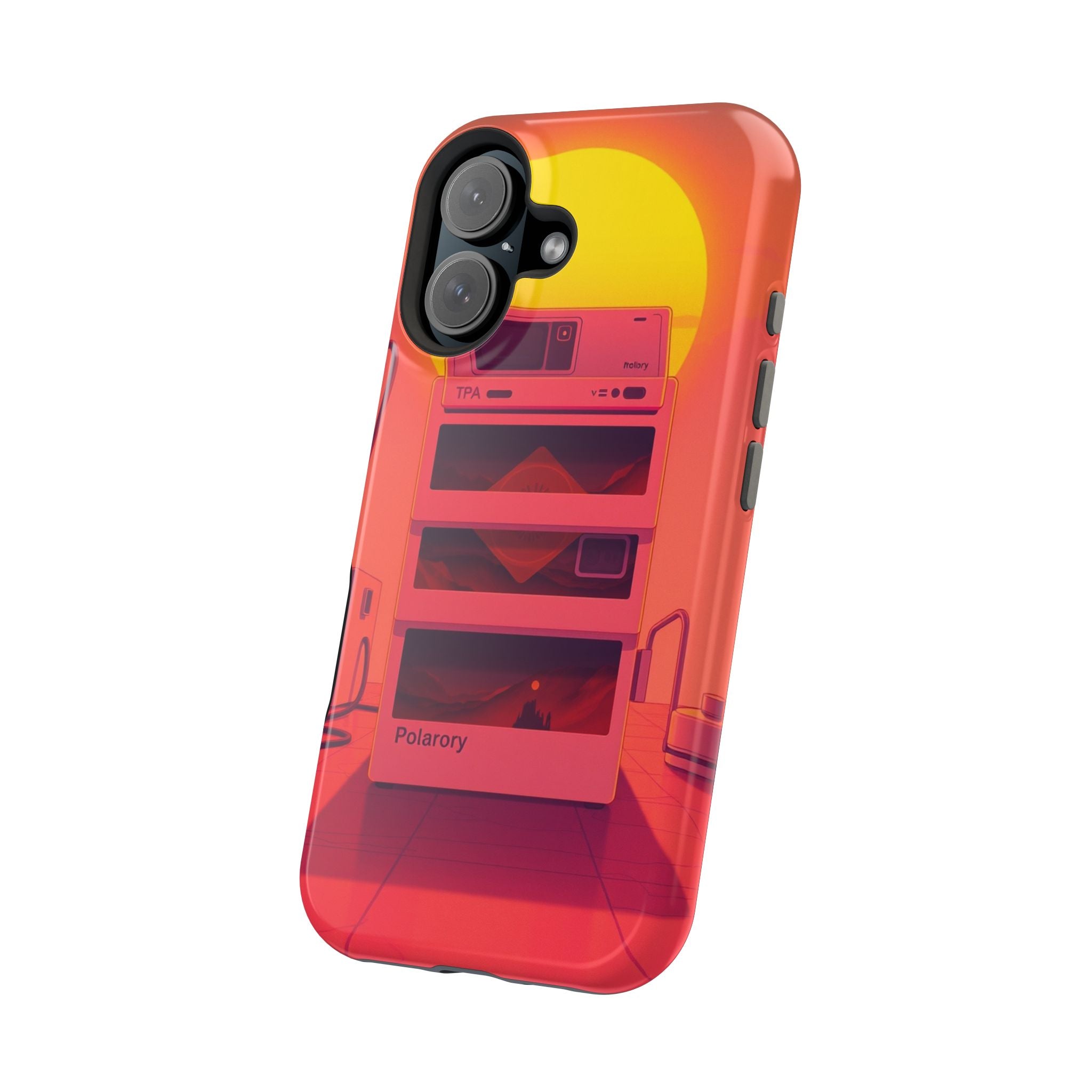 iPhone Polaroid Stack Memory Neon Cyberpunk Slim Everyday Designer Case · iPhone