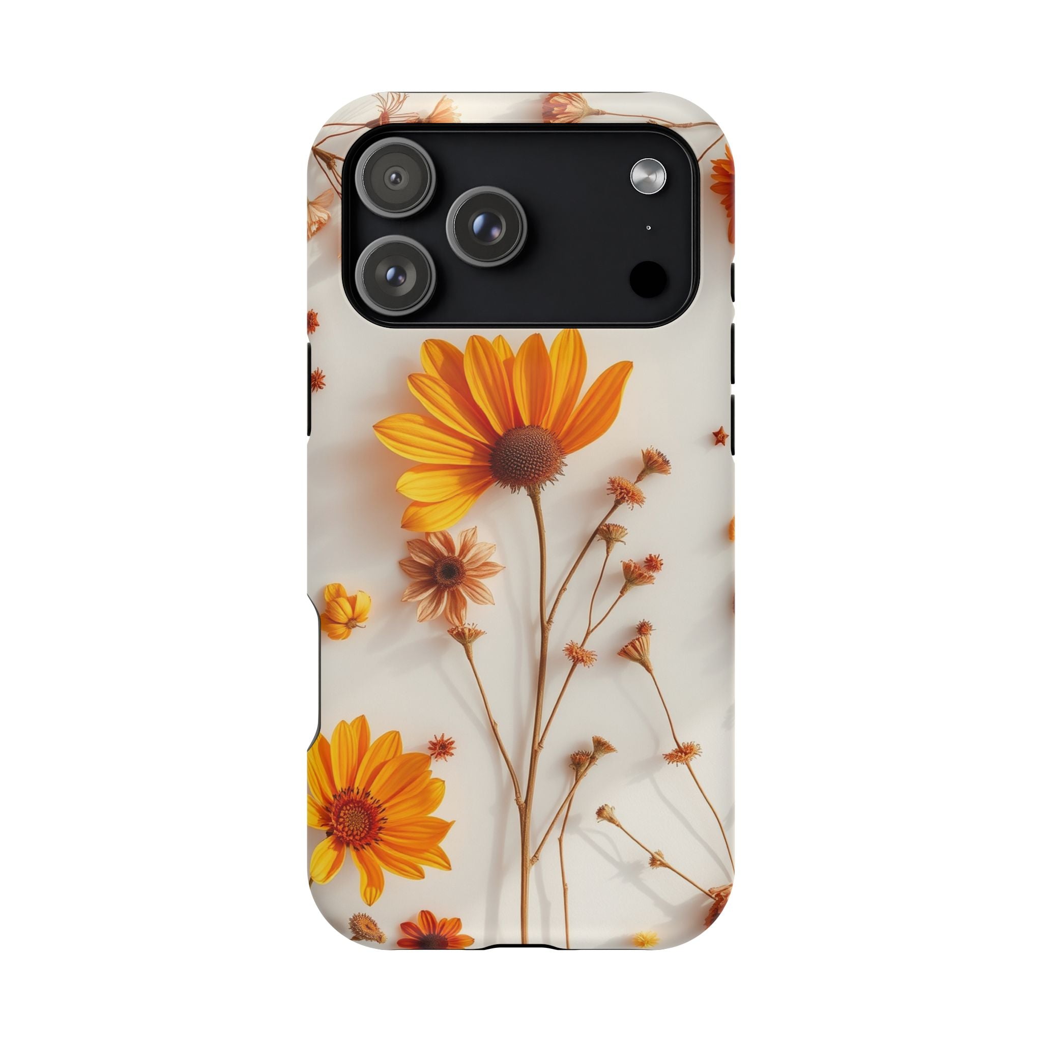 iPhone Mustard And Rust Dried Flower Flat Lay Carry Case Slim Snap Case · iPhone