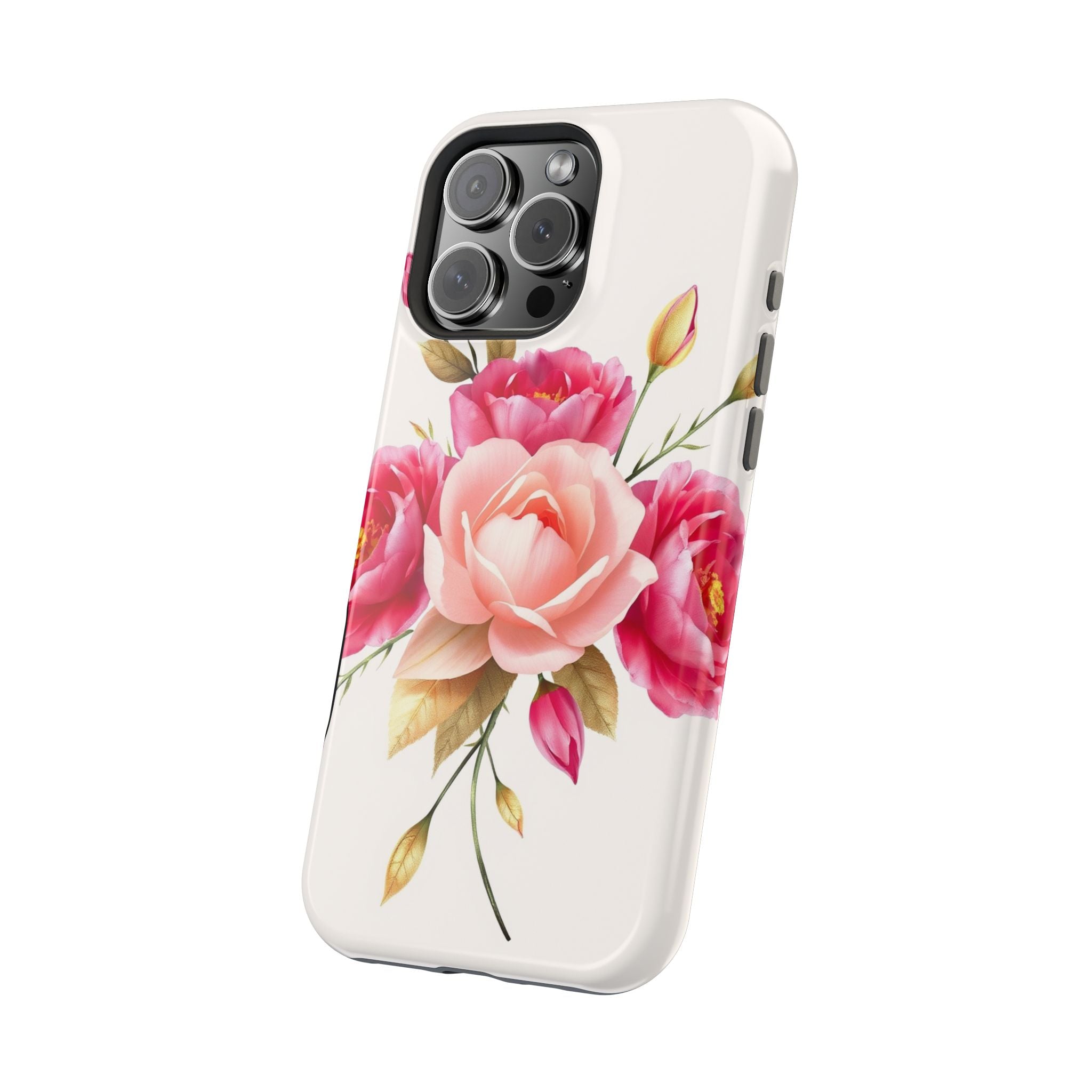 iPhone Rose Pink And Cream Neon Floral Slim Everyday Designer Case · iPhone Case