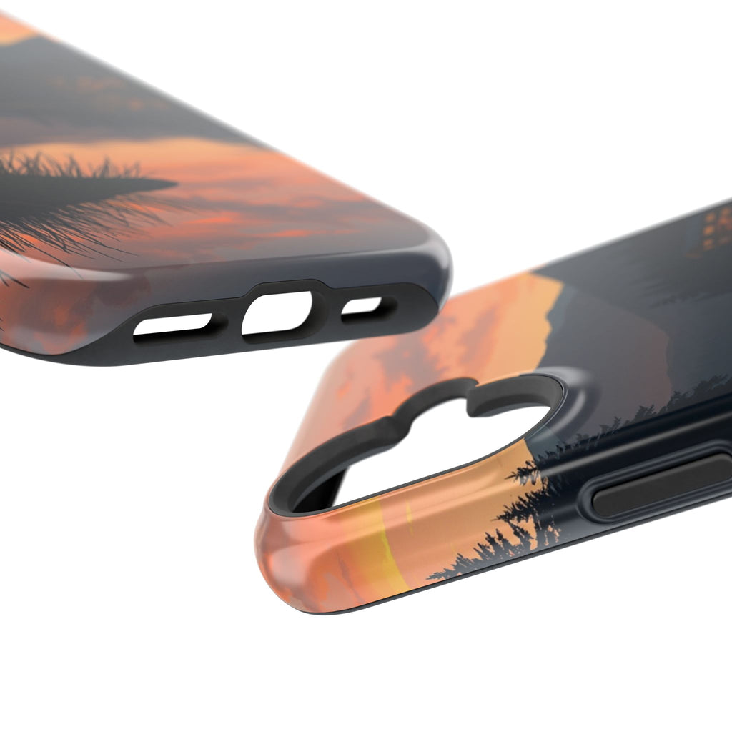 iPhone Sunset Amber And Peach Lake at Twilight Soft iPhone Finish · iPhone Case
