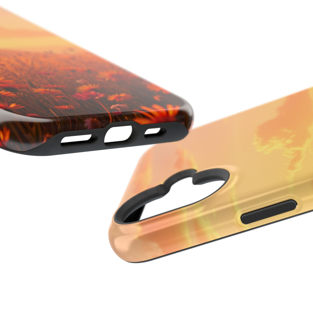 iPhone Sunset Amber And Peach Wildflower Field Soft iPhone Finish · iPhone Case