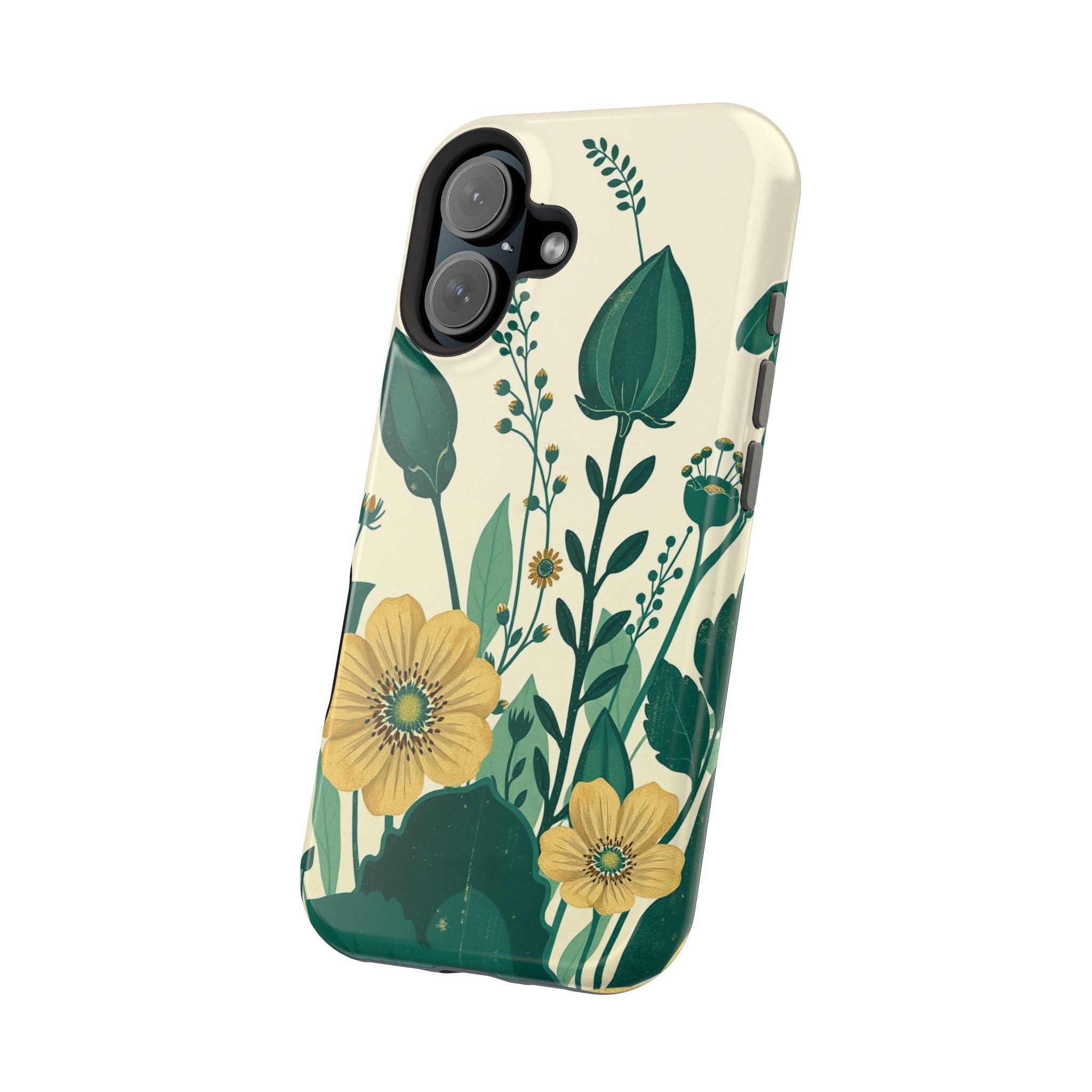 iPhone Emerald Green And Gold Pressed Botanicals Clean iPhone Minimal · iPhone C